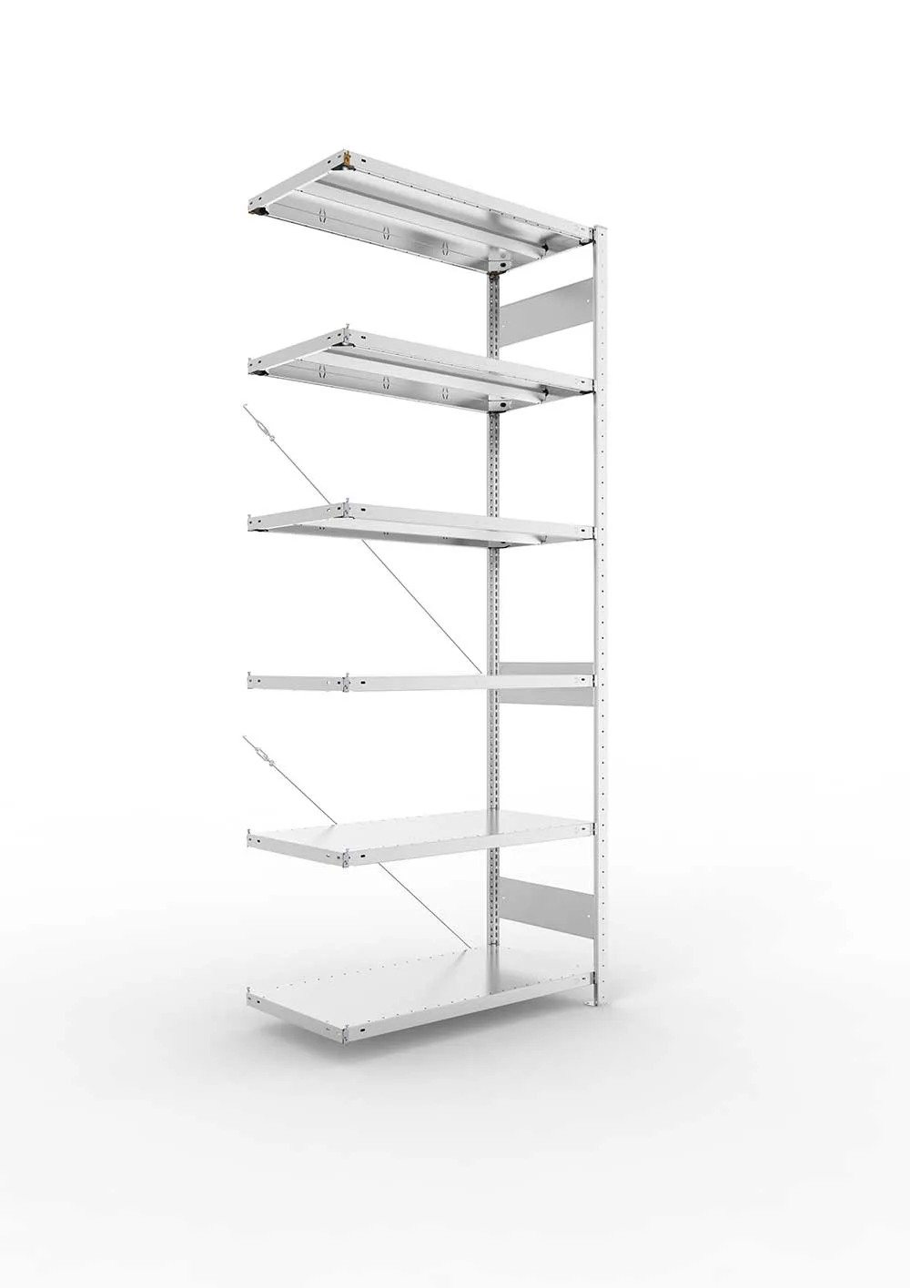 Metallregal Pro-Max Stecksystem Anbauregal – 250×100×50 cm, 330 kg, verzinkt, 6 Böden