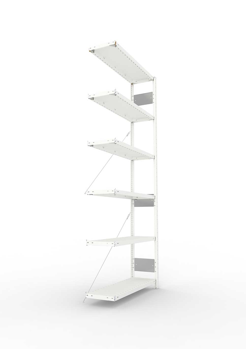 Metallregal Pro-Flex Stecksystem Anbauregal – 250×100×30 cm, 150 kg, RAL 7035, 6 Böden