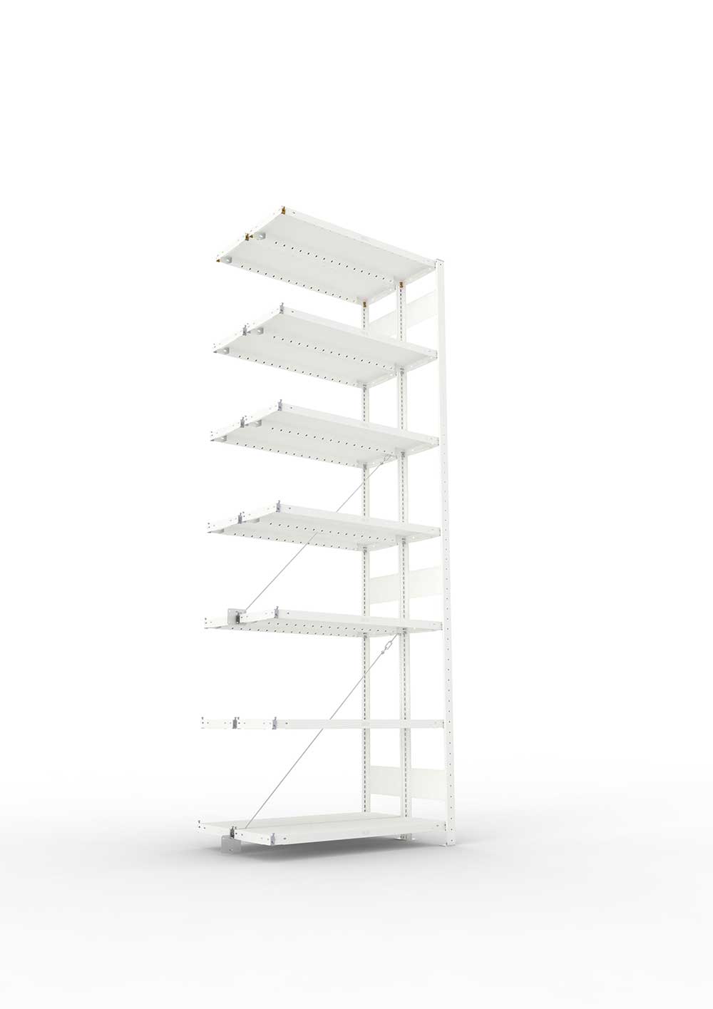 Metallregal Pro-Max Stecksystem Doppelanbauregal – 300×100×30 cm, 230 kg, RAL 7035