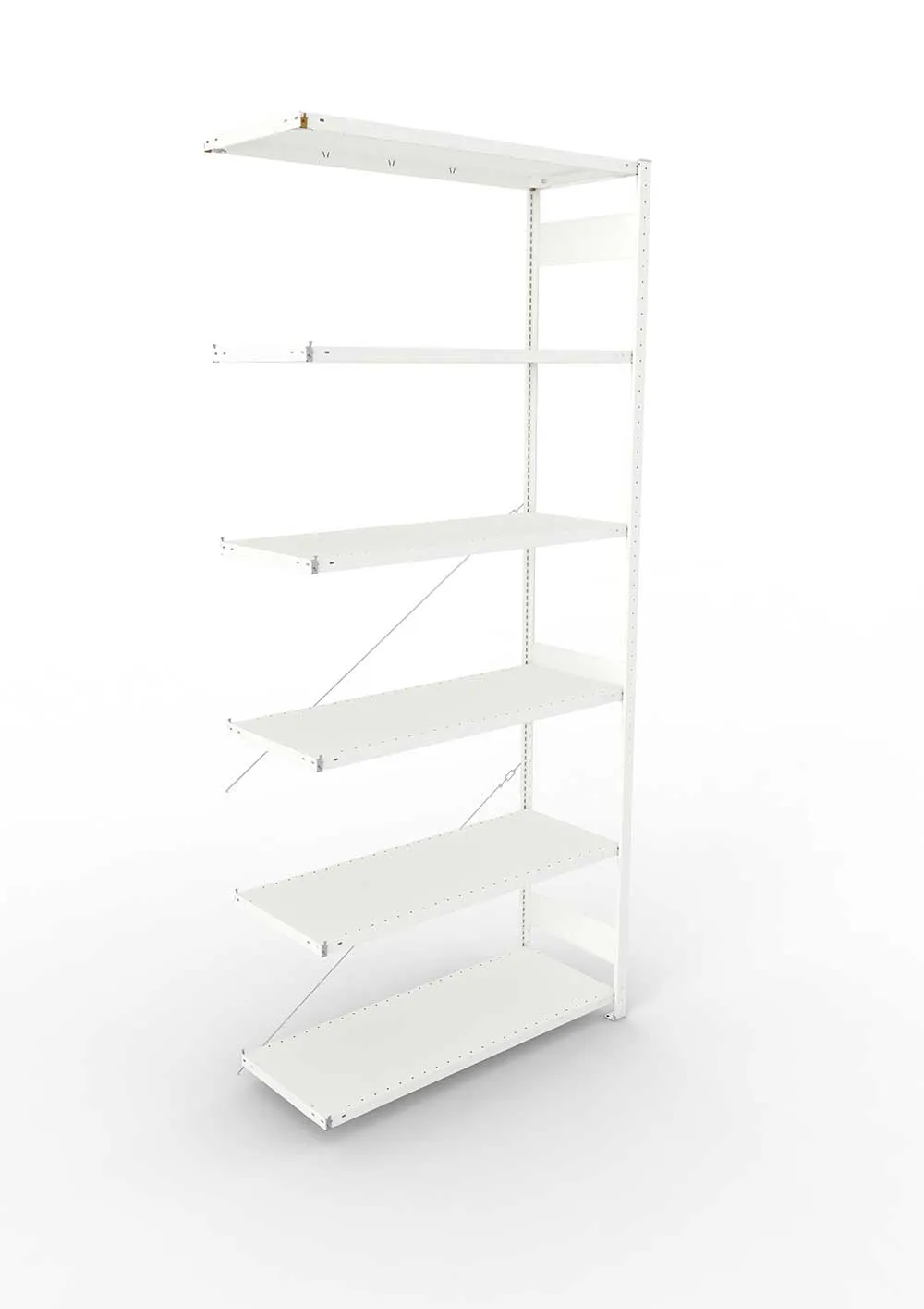 Metallregal Pro-Max Stecksystem Anbauregal – 300×130×50 cm, 230 kg, RAL 7035, 6 Böden