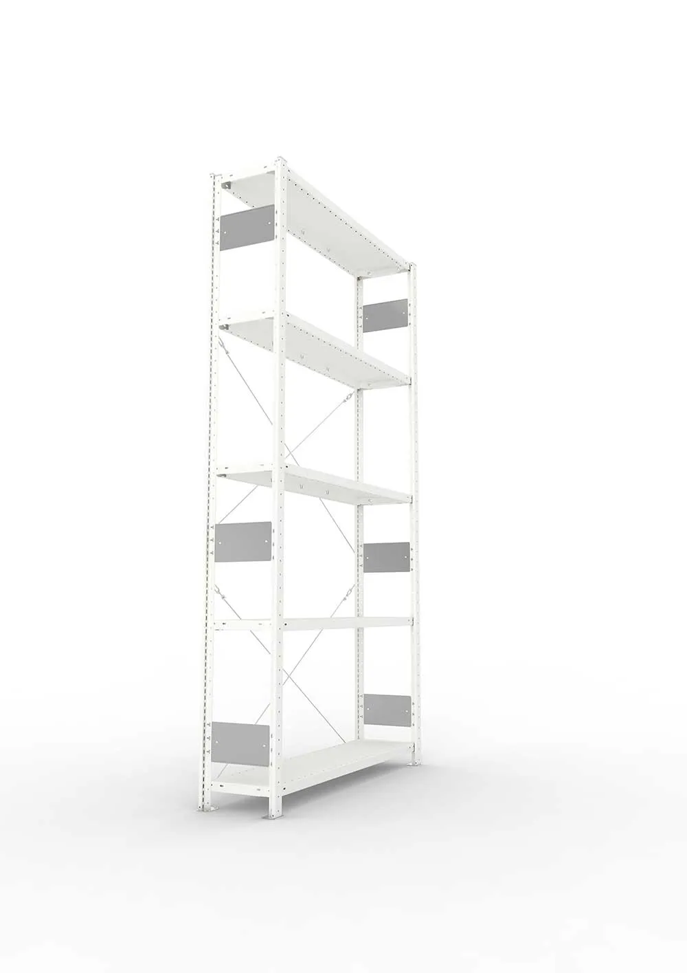 Metallregal Pro-Flex Stecksystem Grundregal – 250×130×30 cm, 230 kg, RAL 7035, 5 Böden