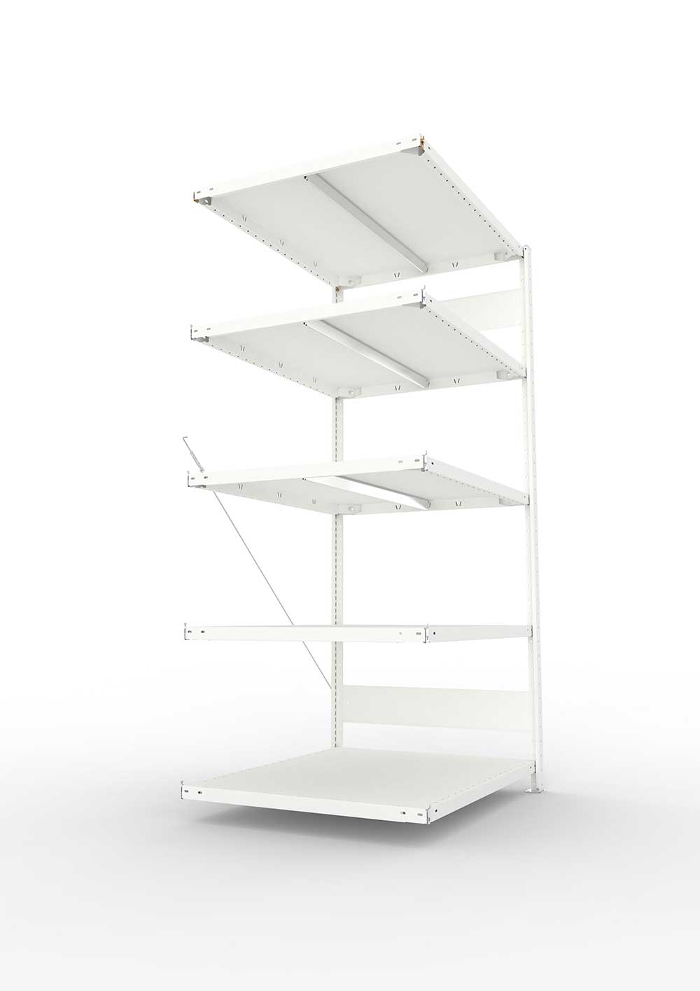 Metallregal Pro-Max Stecksystem Anbauregal – 200×100×80 cm, 330 kg, RAL 7035, 5 Böden