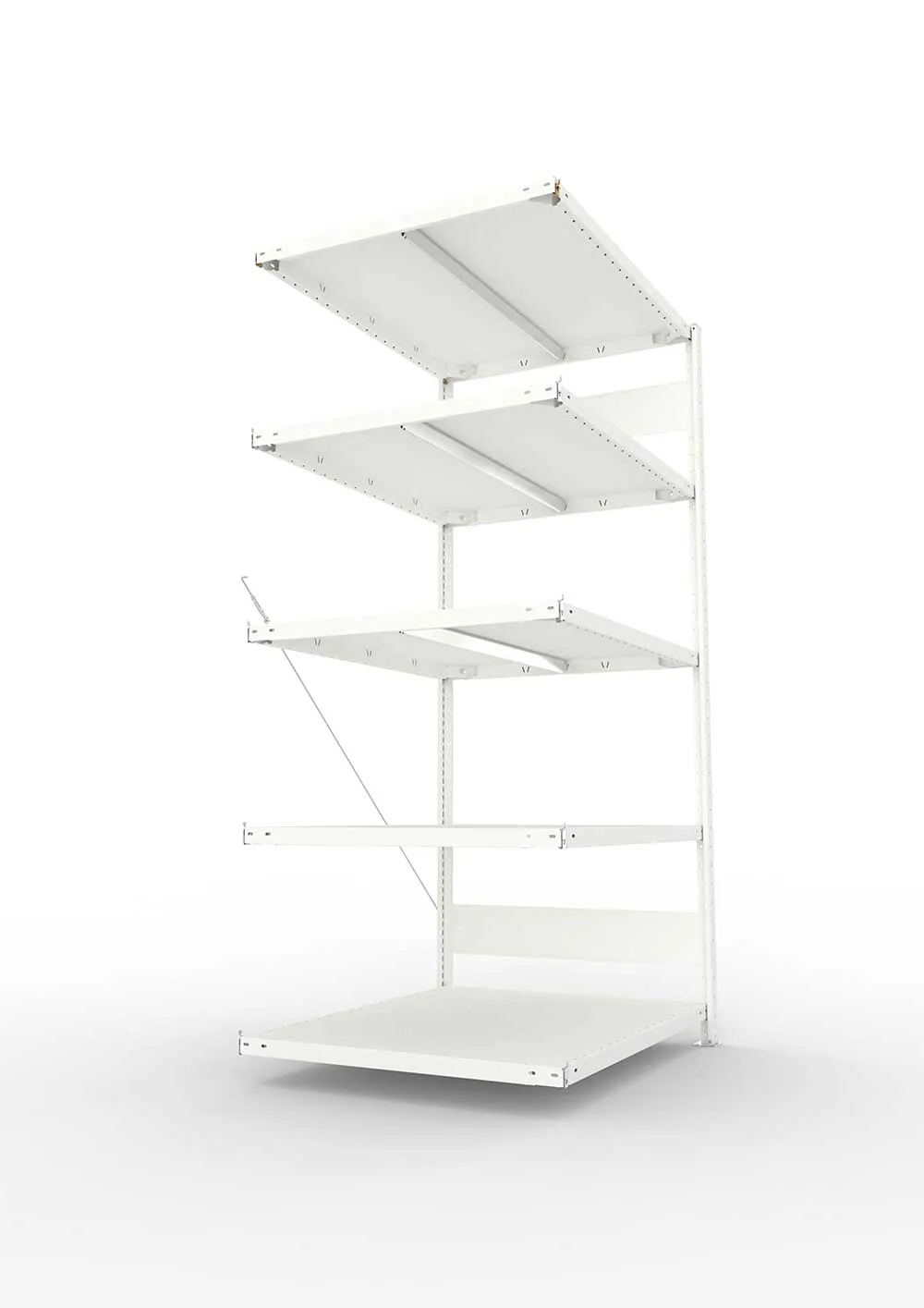 Metallregal Pro-Max Stecksystem Anbauregal – 200×100×80 cm, 330 kg, RAL 7035, 5 Böden