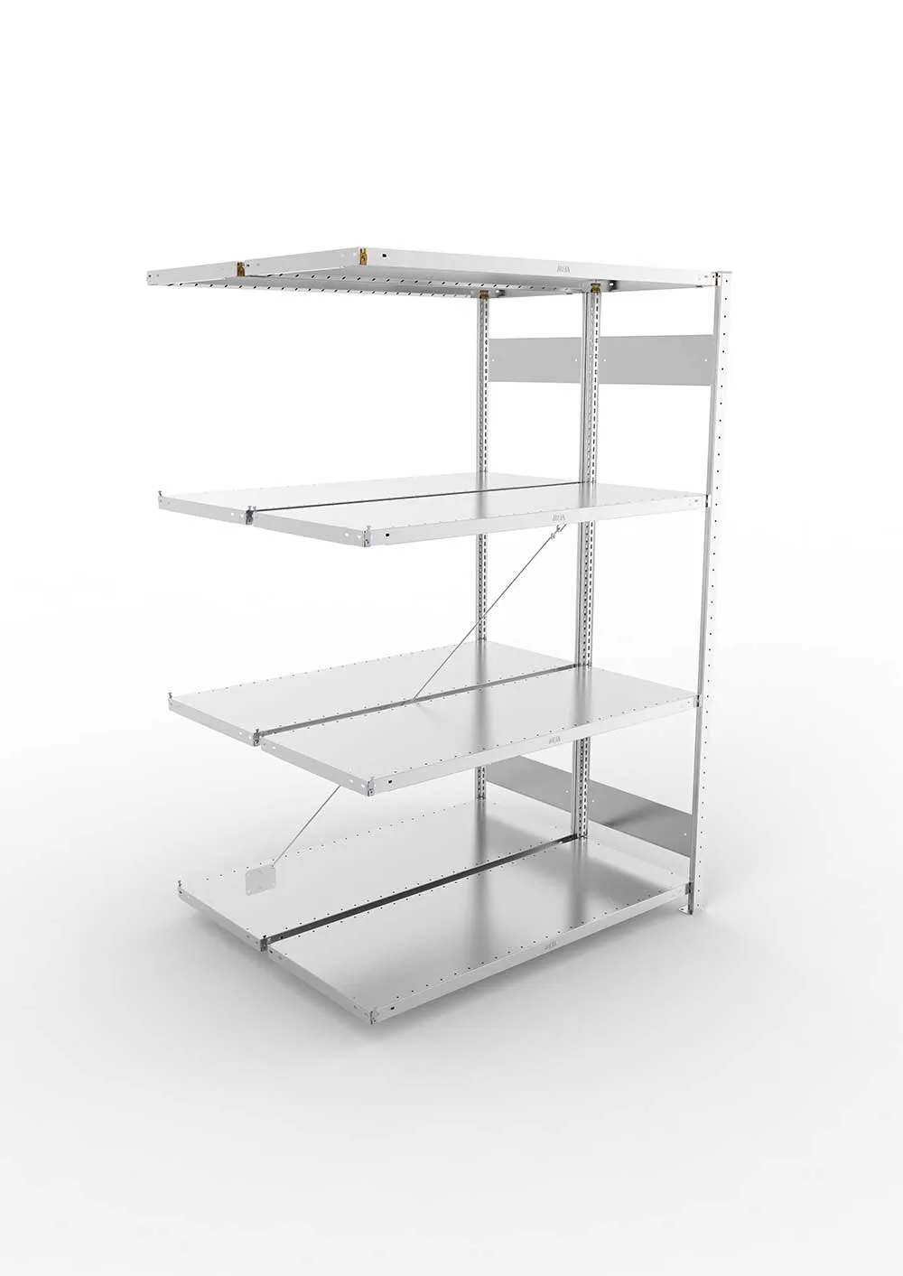 Metallregal Pro-Flex Stecksystem Doppelanbauregal – 200×130×50 cm, 230 kg, verzinkt