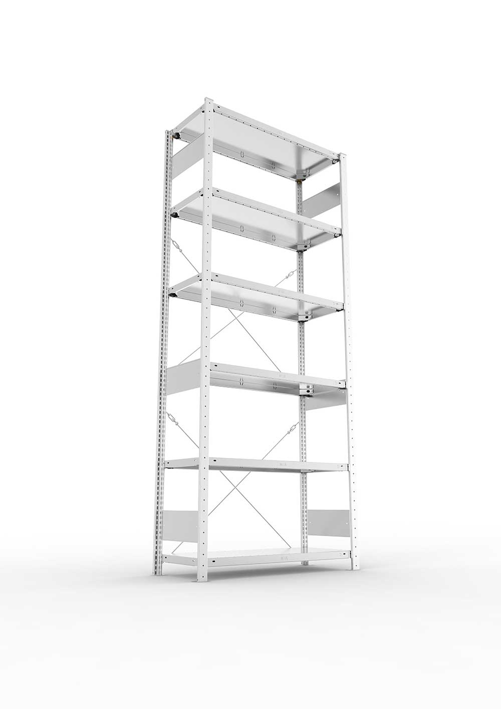 Metallregal Pro-Flex Stecksystem Grundregal – 250×100×40 cm, 150 kg, verzinkt, 6 Böden