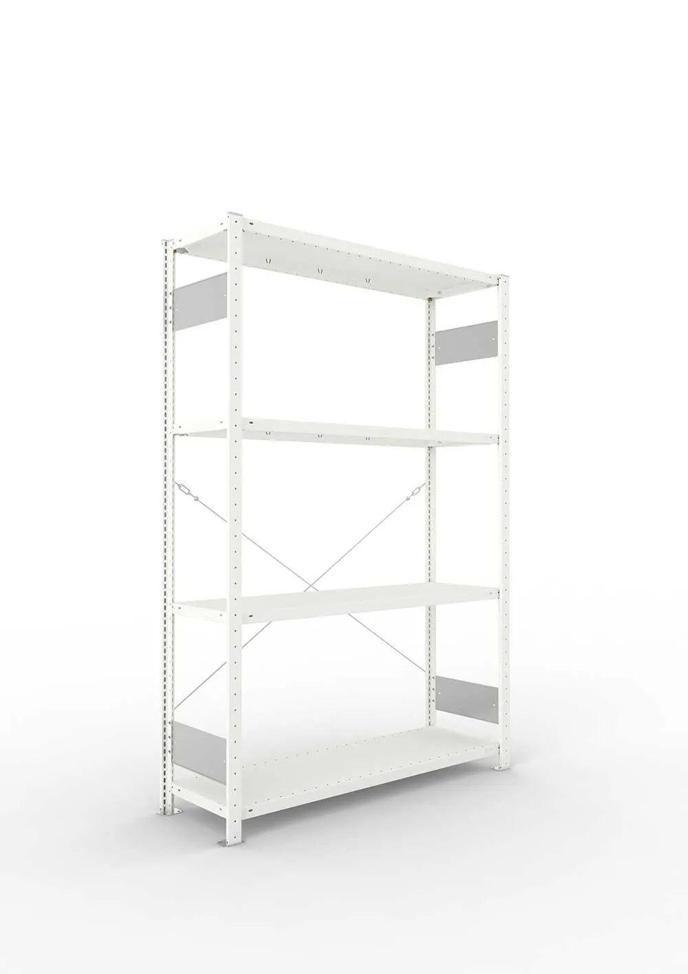 Metallregal Pro-Flex Stecksystem Grundregal – 200×130×40 cm, 230 kg, RAL 7035, 4 Böden