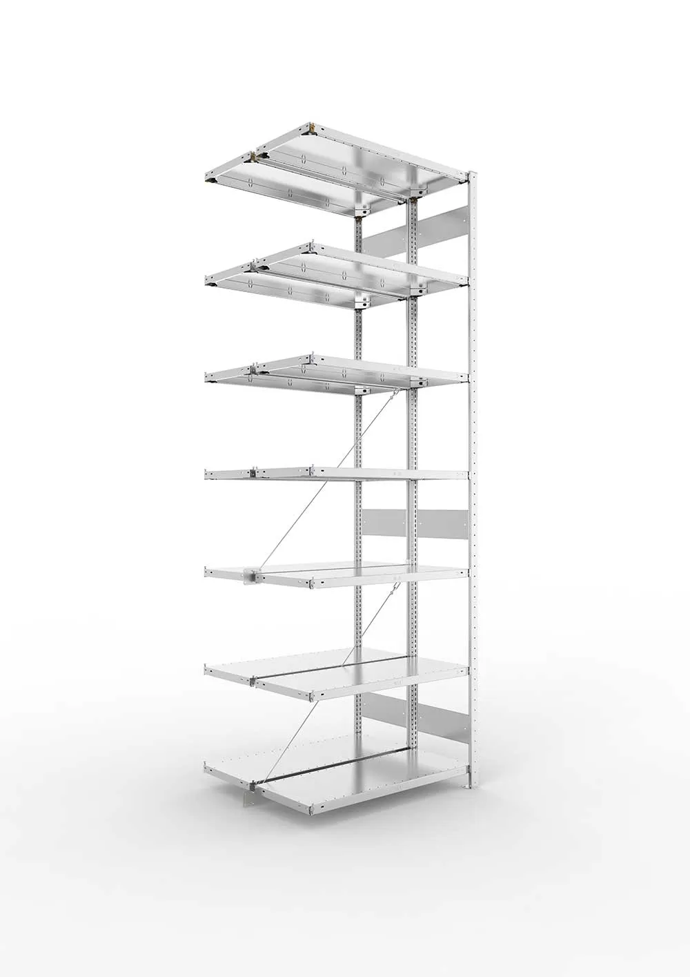 Metallregal Pro-Max Stecksystem Doppelanbauregal – 300×100×40 cm, 150 kg, verzinkt