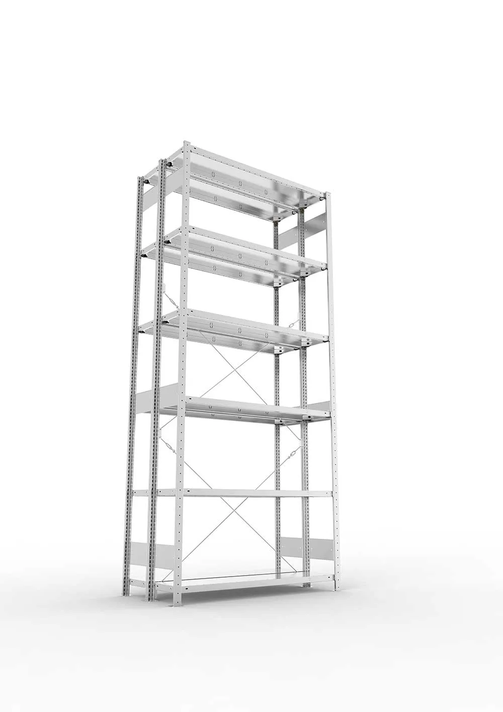 Metallregal Pro-Max Stecksystem Doppelgrundregal – 300×130×30 cm, 230 kg, verzinkt