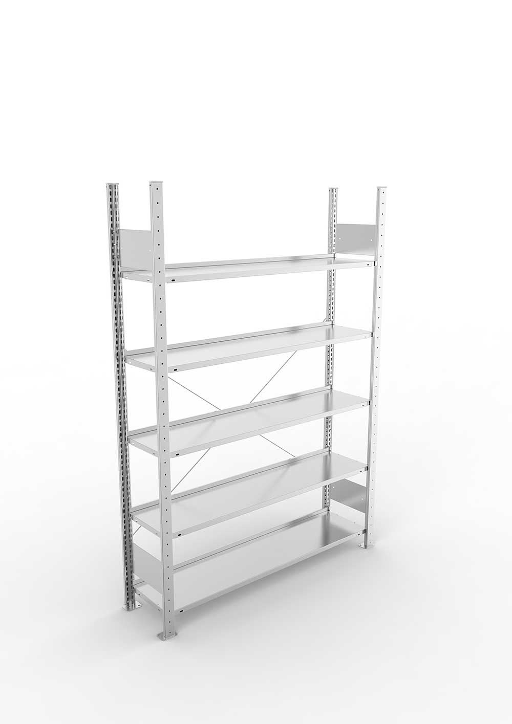 Büroregal Pro-Flex Stecksystem Grundregal – 185×125×30 cm, verzinkt, einseitig