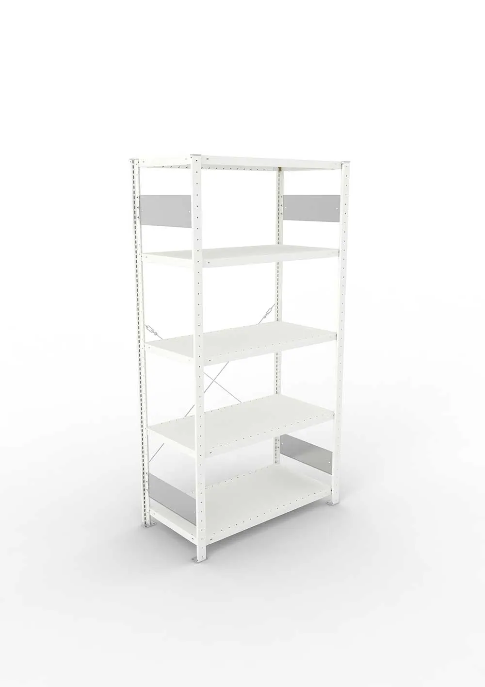 Metallregal Pro-Flex Stecksystem Grundregal – 200×100×50 cm, 230 kg, RAL 7035, 5 Böden