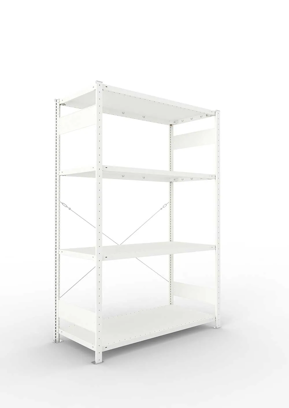Metallregal Pro-Max Stecksystem Grundregal – 200×130×60 cm, 230 kg, RAL 7035, 4 Böden