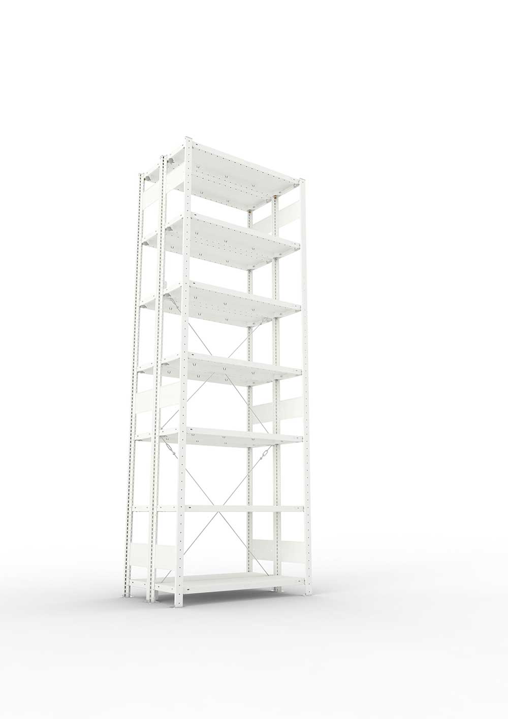 Metallregal Pro-Max Stecksystem Doppelgrundregal – 300×100×30 cm, 150 kg, RAL 7035