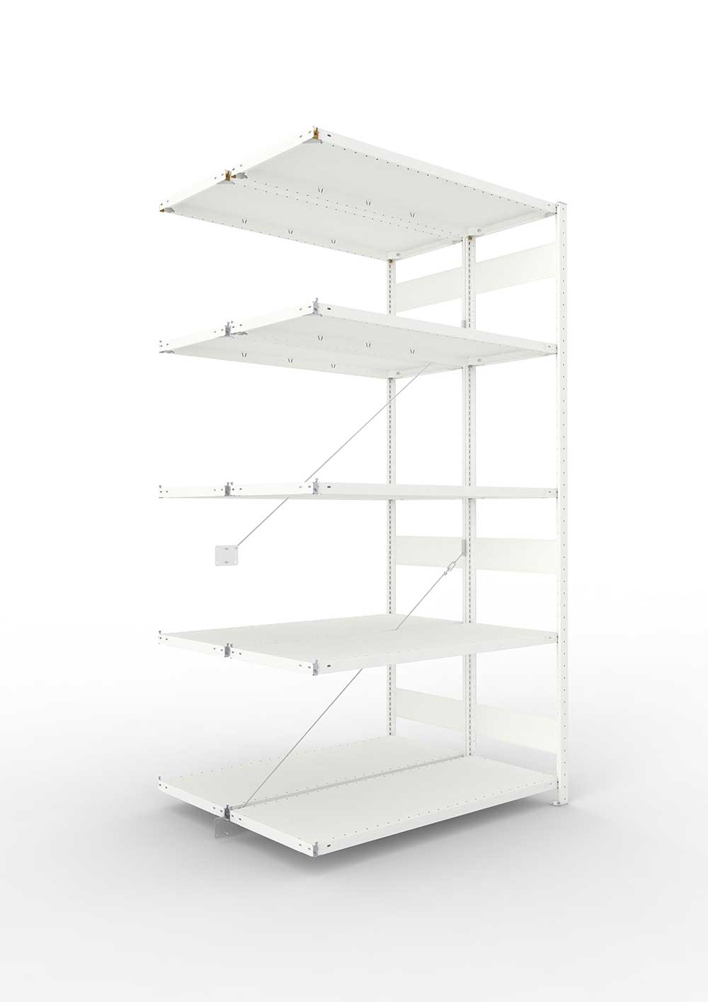 Metallregal Pro-Max Stecksystem Doppelanbauregal – 250×130×50 cm, 230 kg, RAL 7035