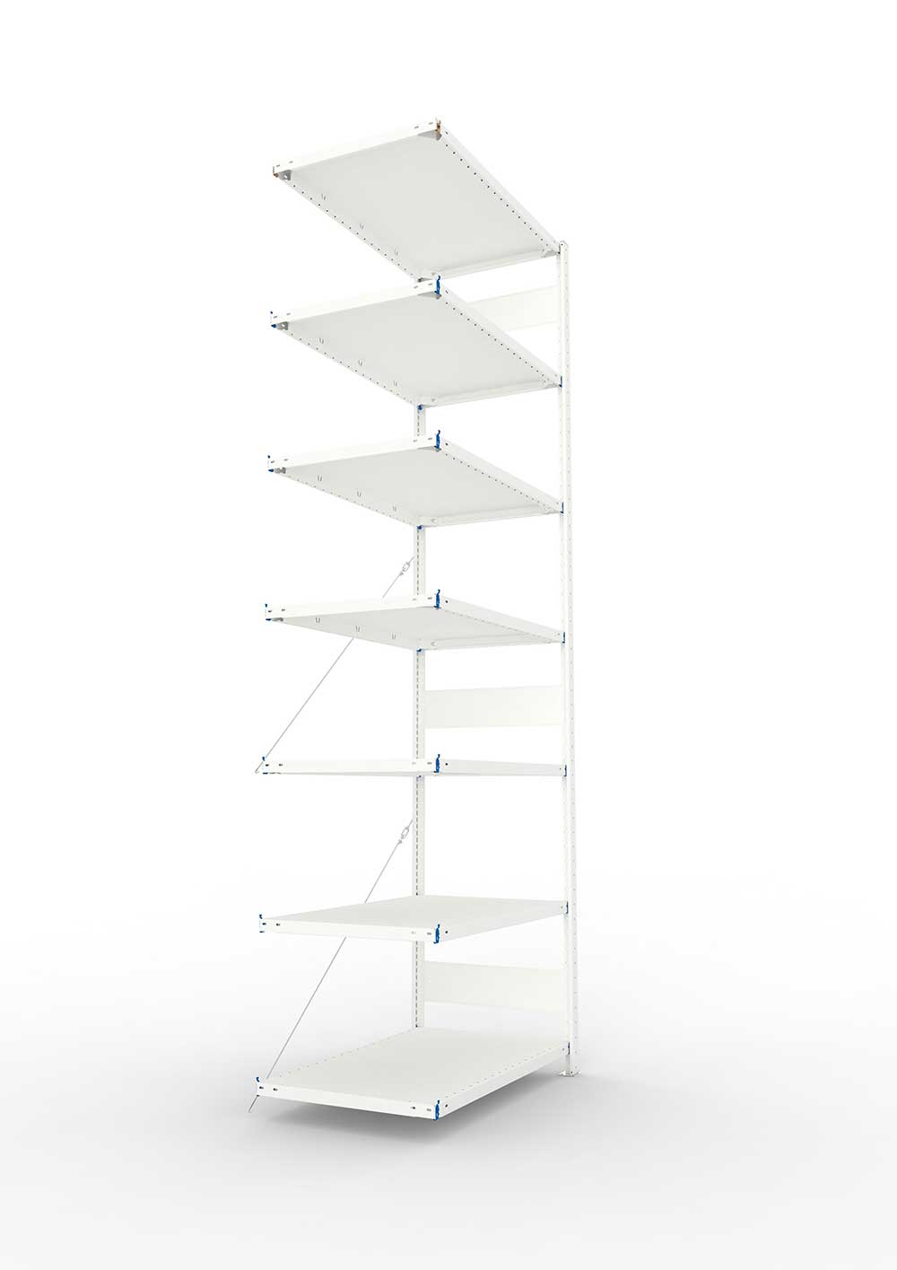 Metallregal Pro-Max Stecksystem Anbauregal – 300×100×60 cm, 150 kg, RAL 7035, 7 Böden