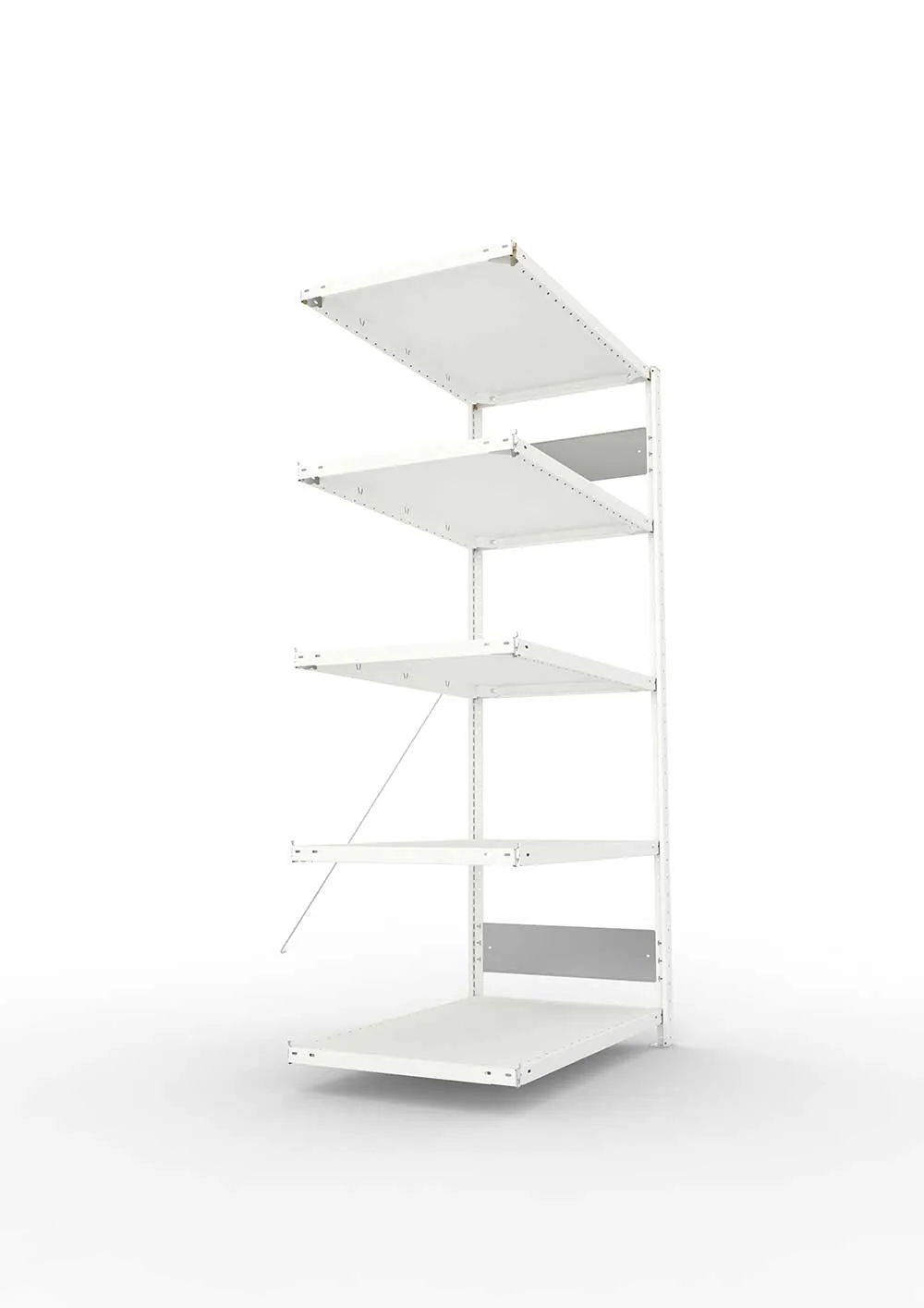 Metallregal Pro-Flex Stecksystem Anbauregal – 200×100×60 cm, 150 kg, RAL 7035, 5 Böden