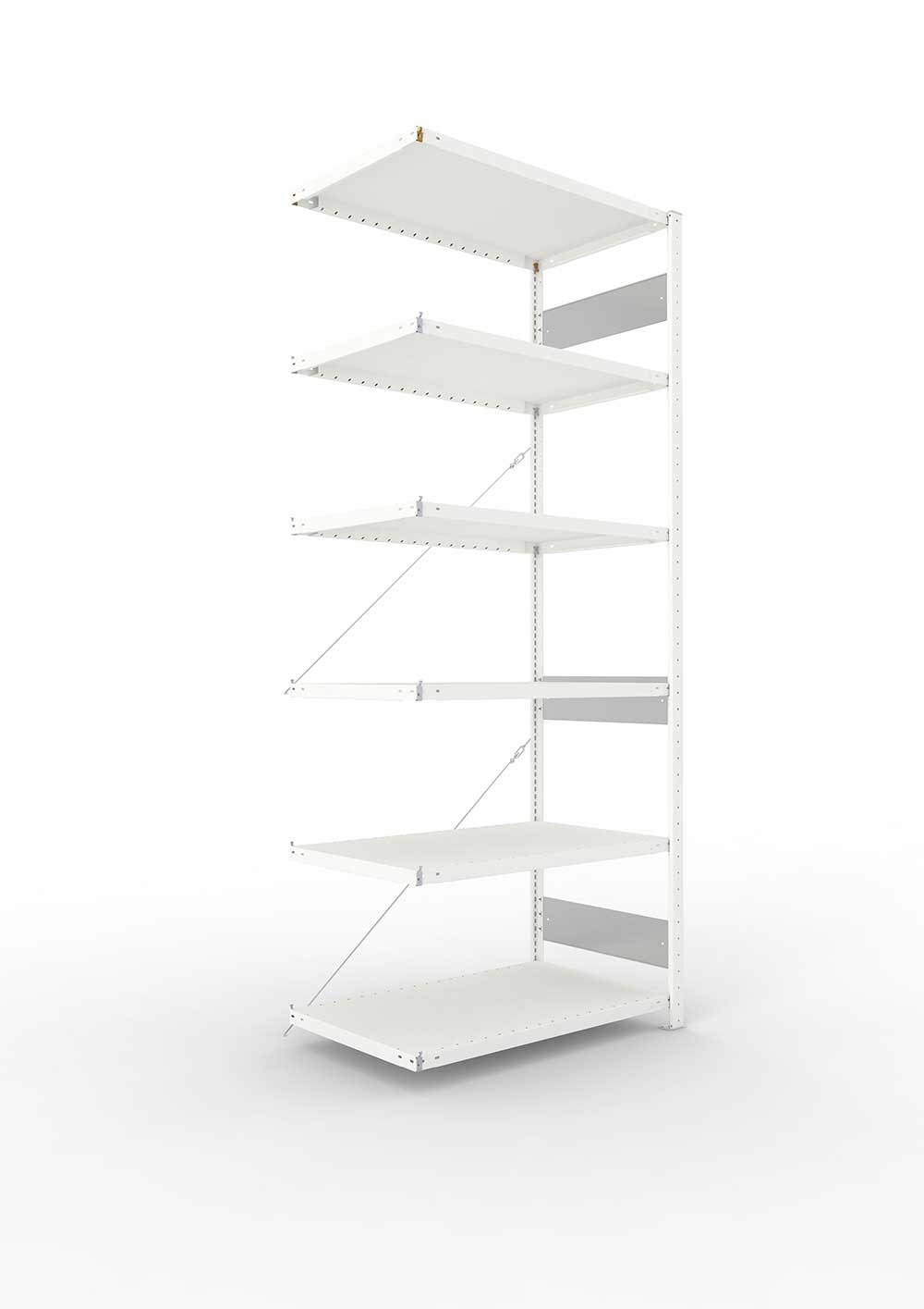 Metallregal Pro-Flex Stecksystem Anbauregal – 250×100×60 cm, 230 kg, RAL 7035, 6 Böden