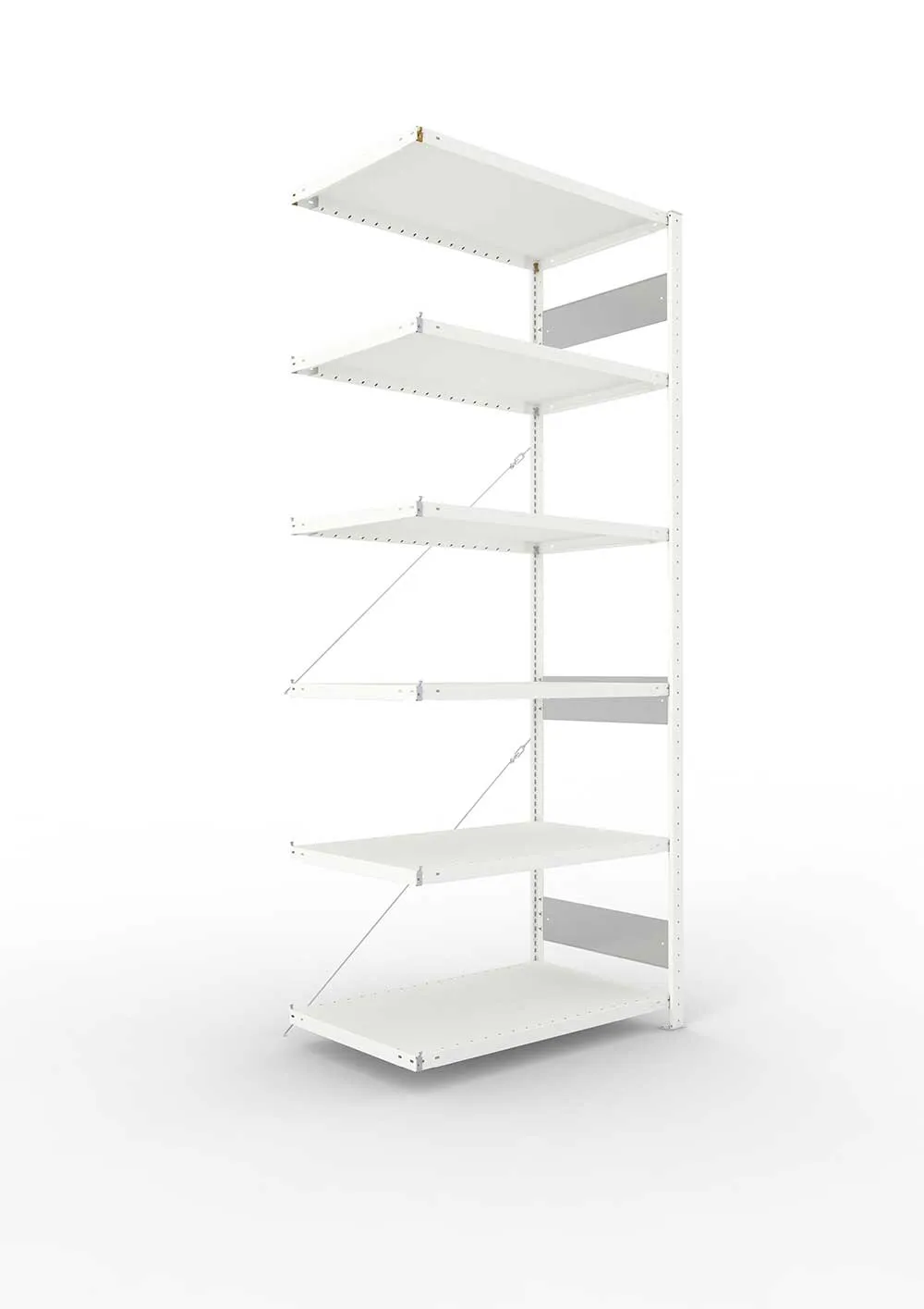 Metallregal Pro-Flex Stecksystem Anbauregal – 250×100×60 cm, 230 kg, RAL 7035, 6 Böden
