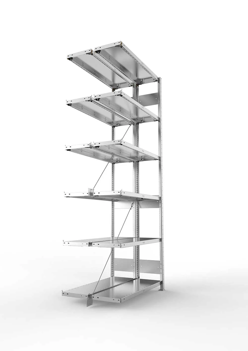Metallregal Pro-Flex Stecksystem Doppelanbauregal – 250×100×30 cm, 150 kg, verzinkt