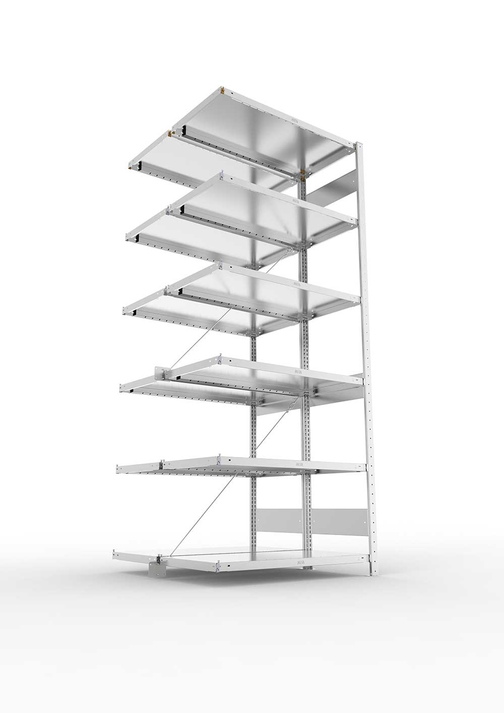 Metallregal Pro-Max Stecksystem Doppelanbauregal – 250×100×50 cm, 230 kg, verzinkt