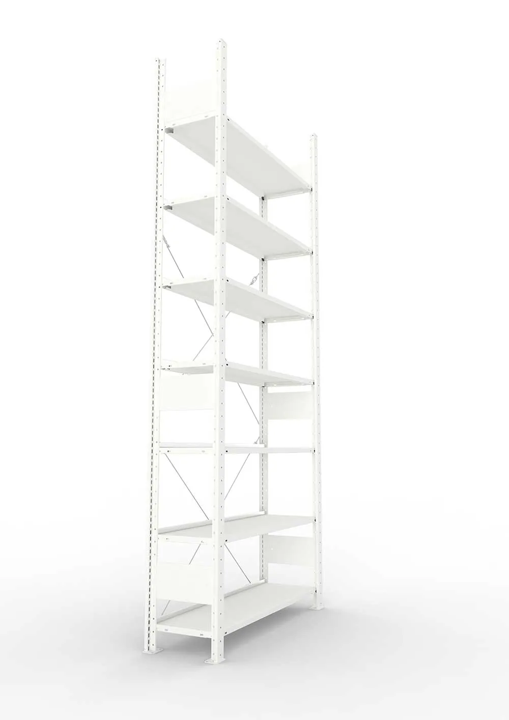 Büroregal Pro-Max Stecksystem Grundregal – 250×100×30 cm, RAL 7035, einseitig