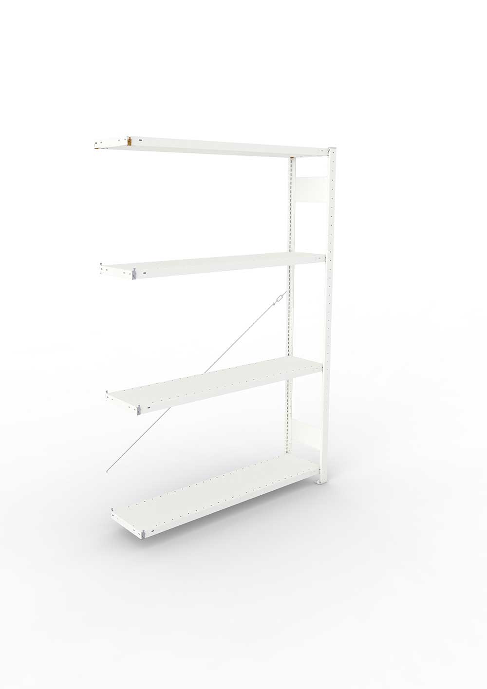 Metallregal Pro-Max Stecksystem Anbauregal – 200×130×30 cm, 230 kg, RAL 7035, 4 Böden