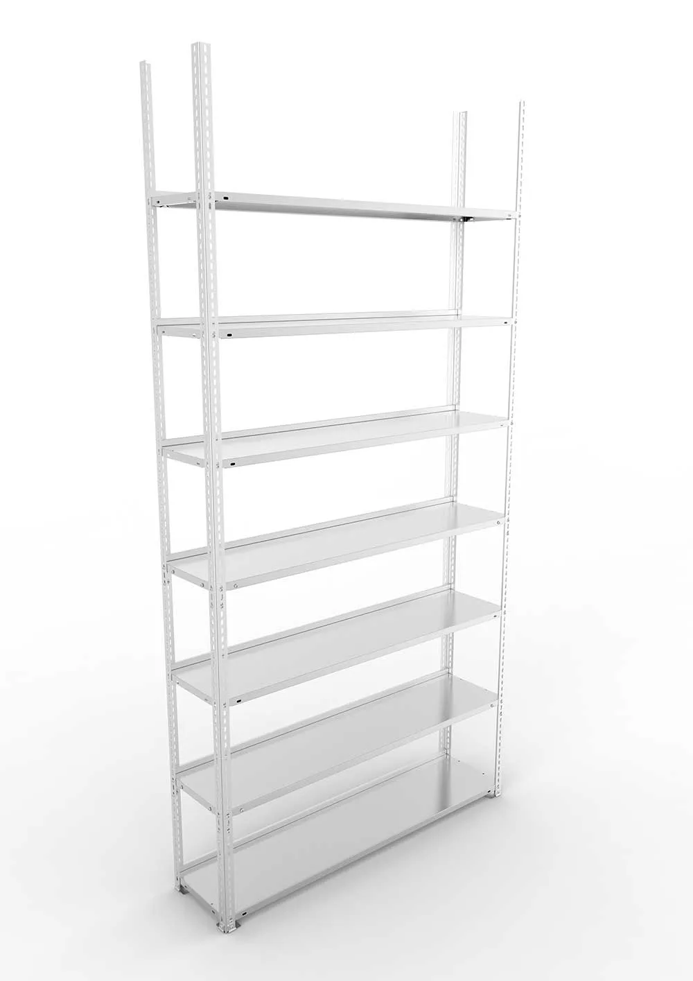 Büroregal Pro Schraubsystem Grundregal – 250×125×30 cm, verzinkt, einseitig
