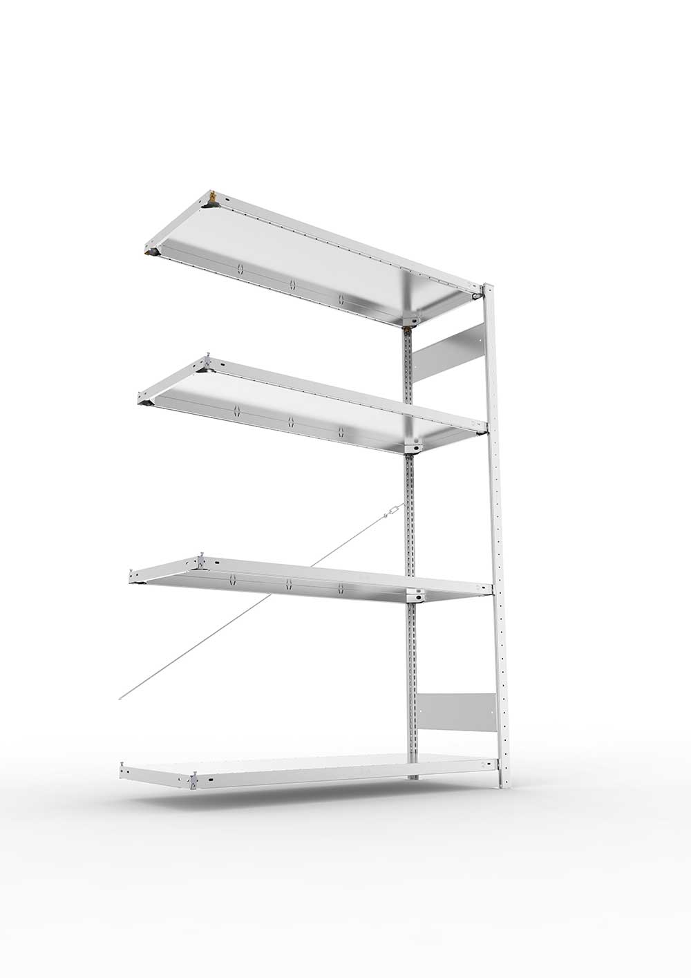 Metallregal Pro-Max Stecksystem Anbauregal – 200×130×50 cm, 230 kg, verzinkt, 4 Böden