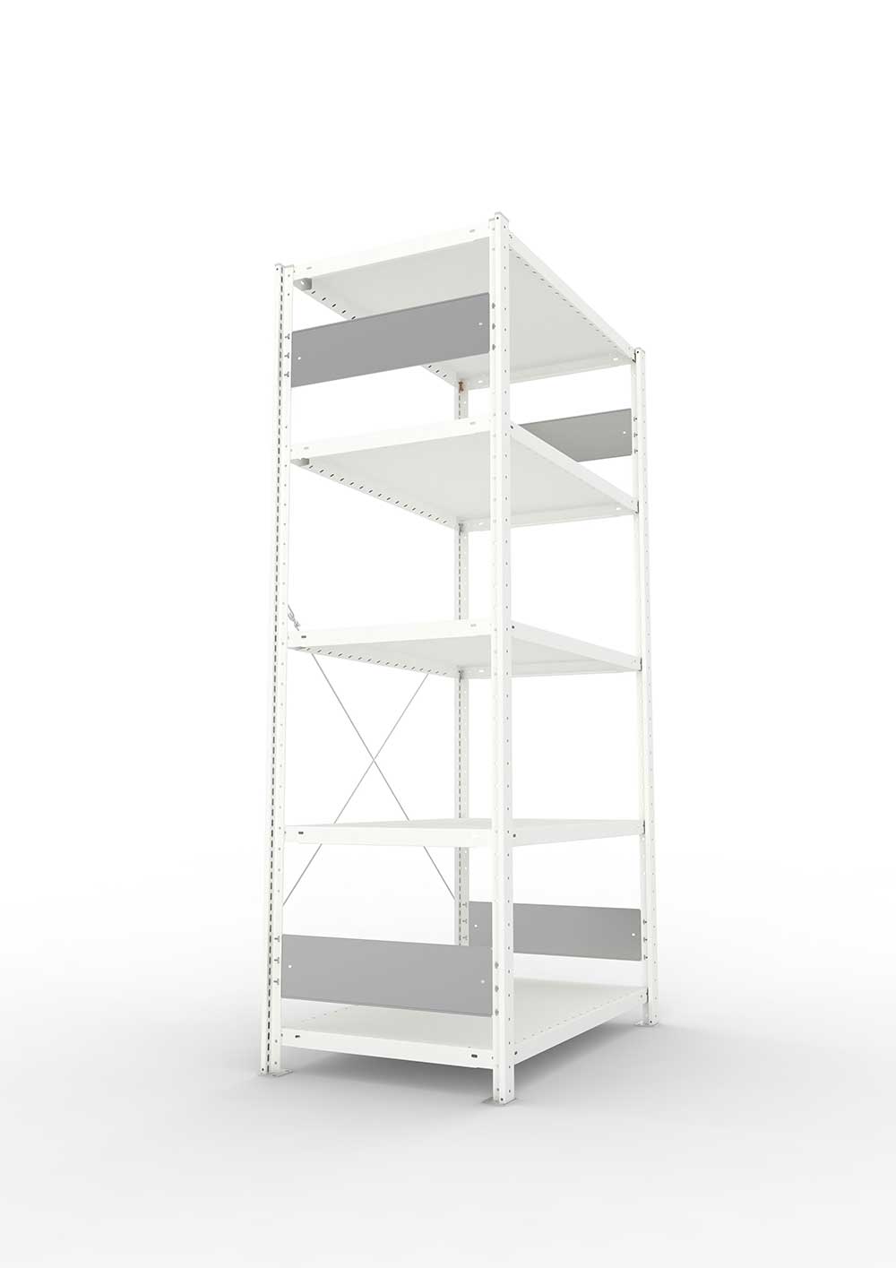 Metallregal Pro-Flex Stecksystem Grundregal – 200×100×60 cm, 230 kg, RAL 7035, 5 Böden