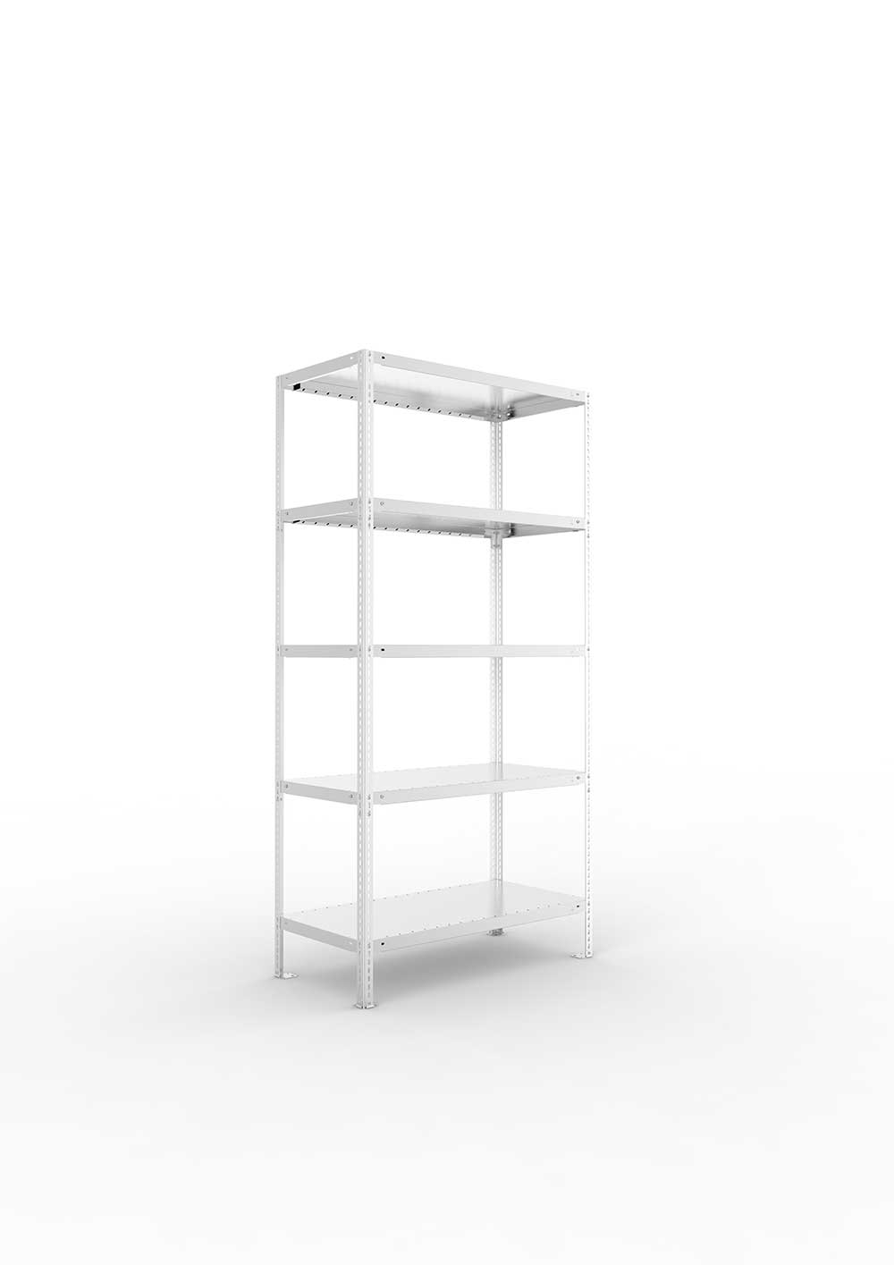 Kellerregal 100 Grundregal Regalsystem Keller 2000 x 1000 x 500 verzinkt kpl. mit 5 Böden in der Frontalansicht – ideal für Produktdetails