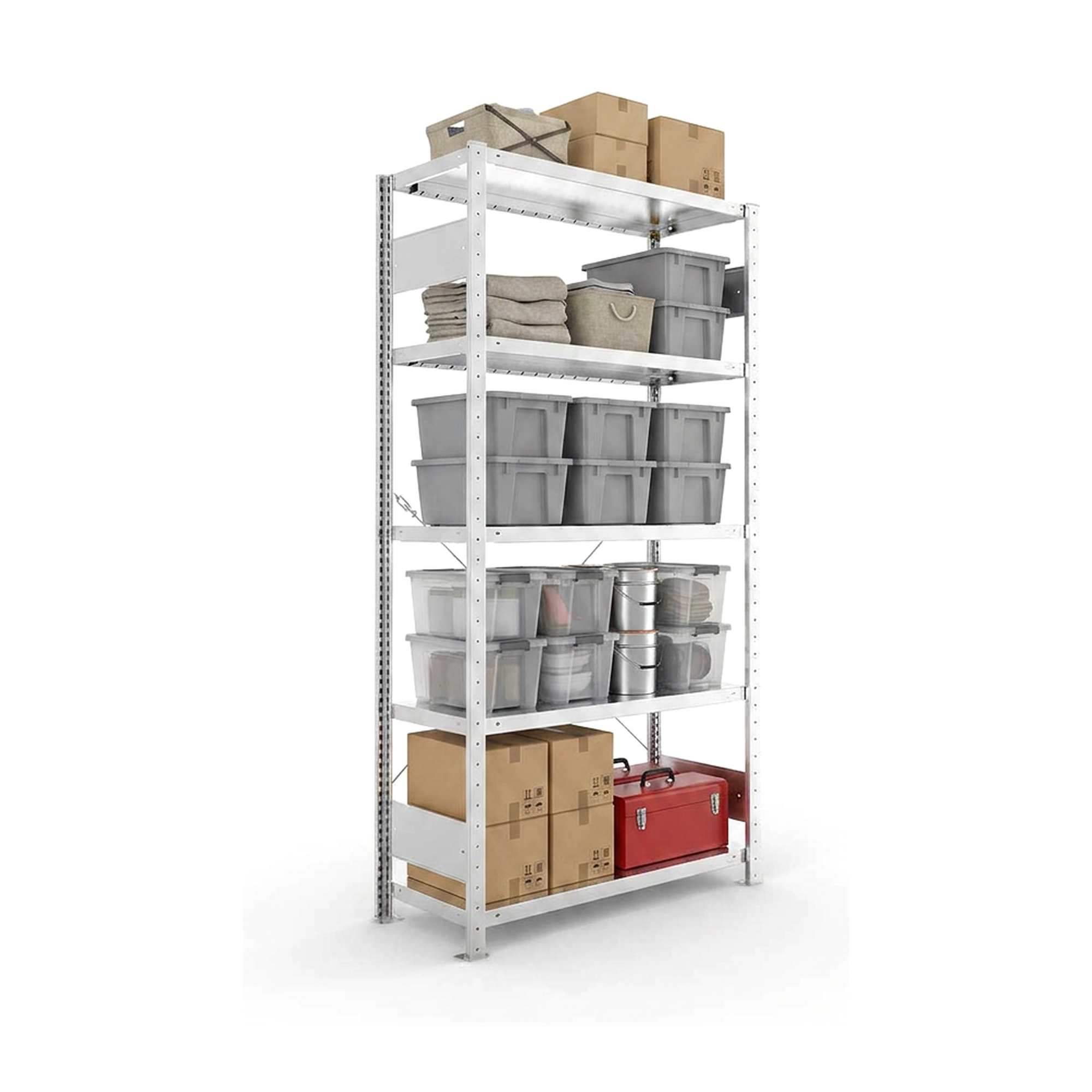 Schwerlastregal Pro-Flex Stecksystem Grundregal – 200×100×40 cm, 230 kg, verzinkt, 5 Böden
