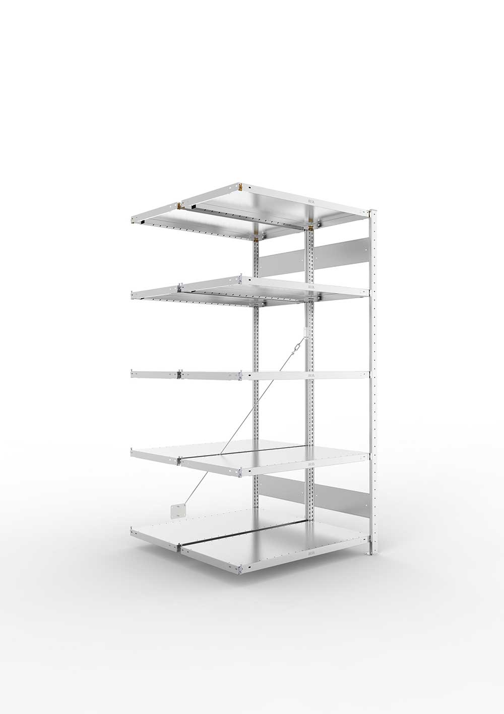 Metallregal Pro-Max Stecksystem Doppelanbauregal – 200×100×50 cm, 230 kg, verzinkt