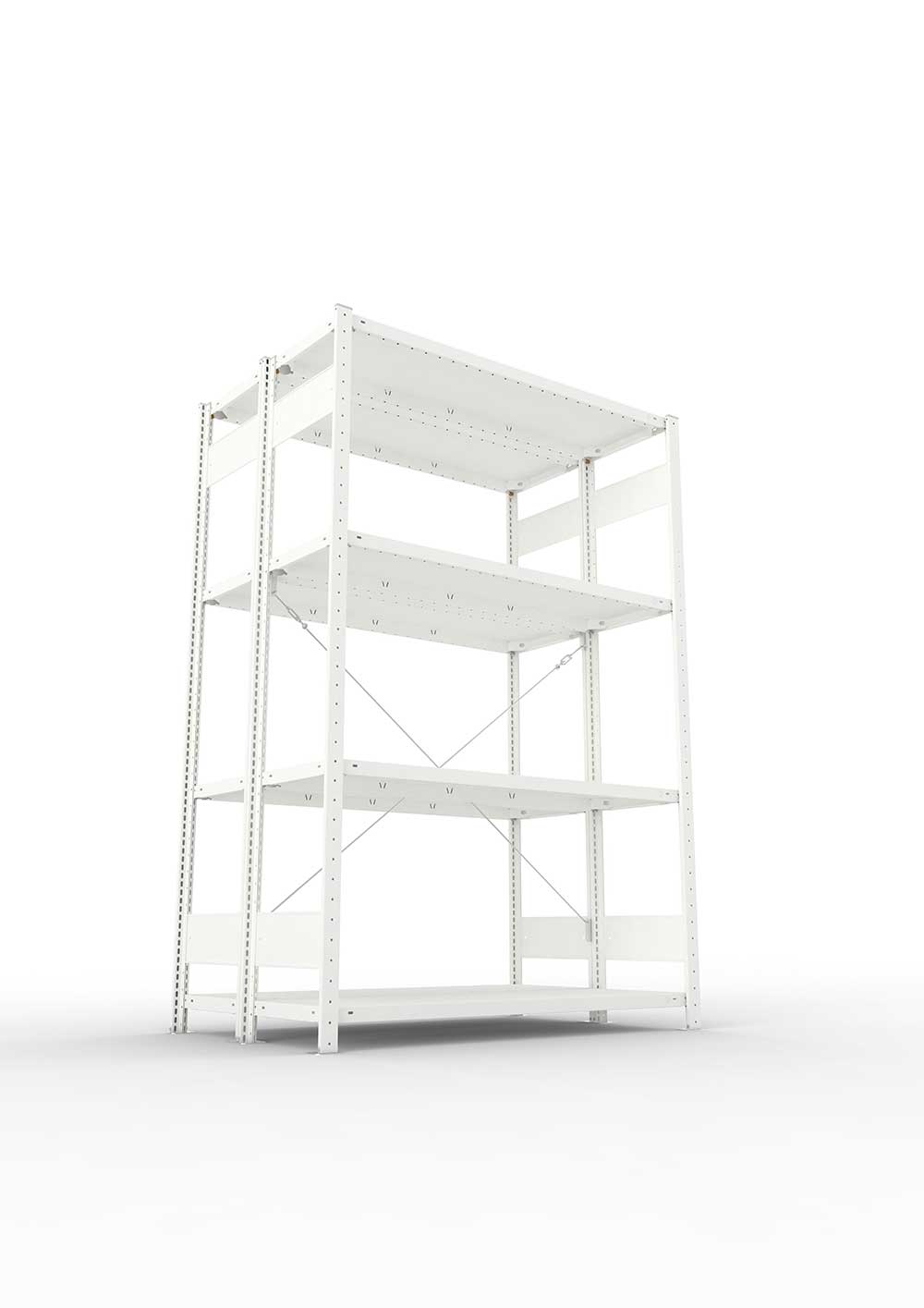 Metallregal Pro-Max Stecksystem Doppelgrundregal – 200×130×40 cm, 230 kg, RAL 7035