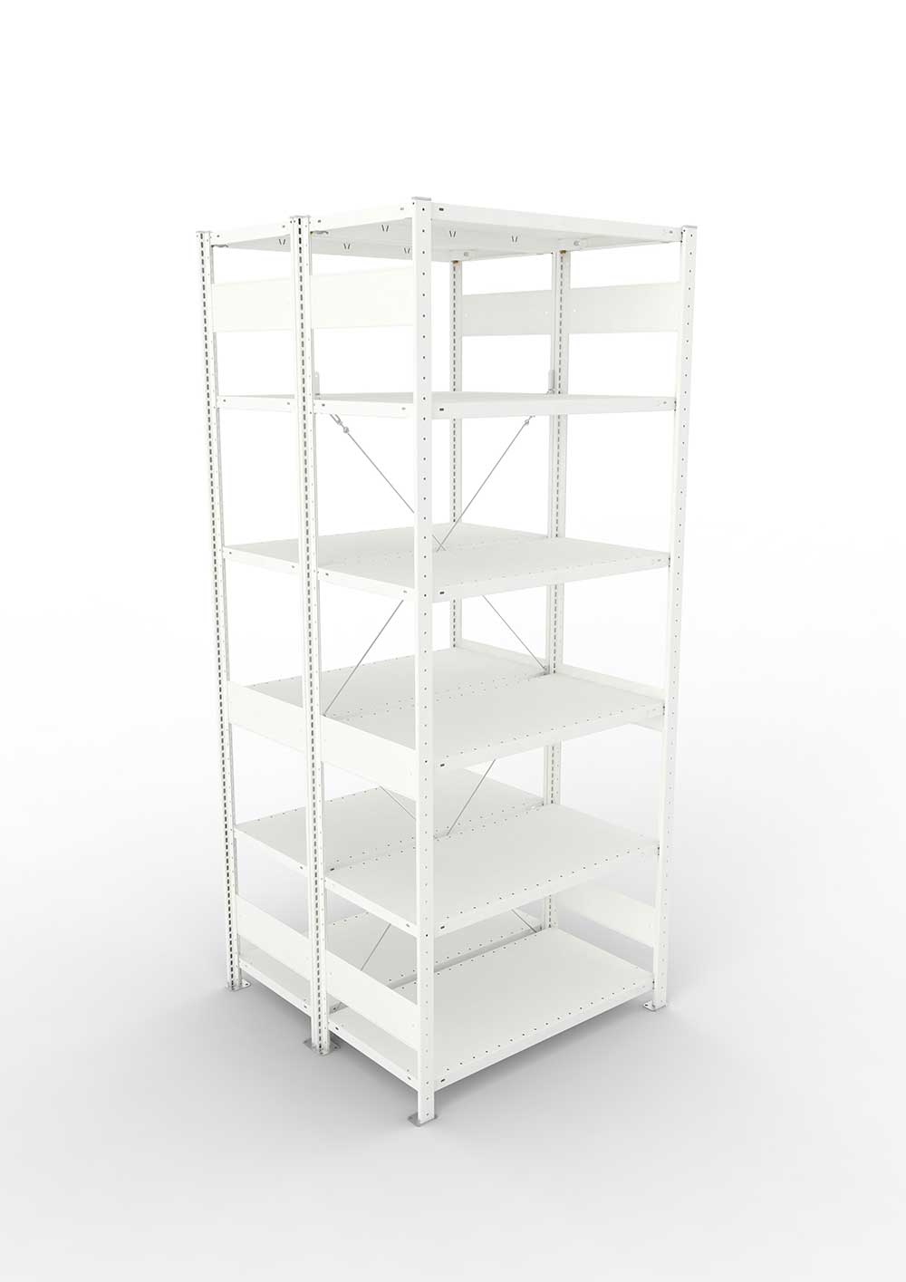 Metallregal Pro-Max Stecksystem Doppelgrundregal – 250×100×50 cm, 150 kg, RAL 7035