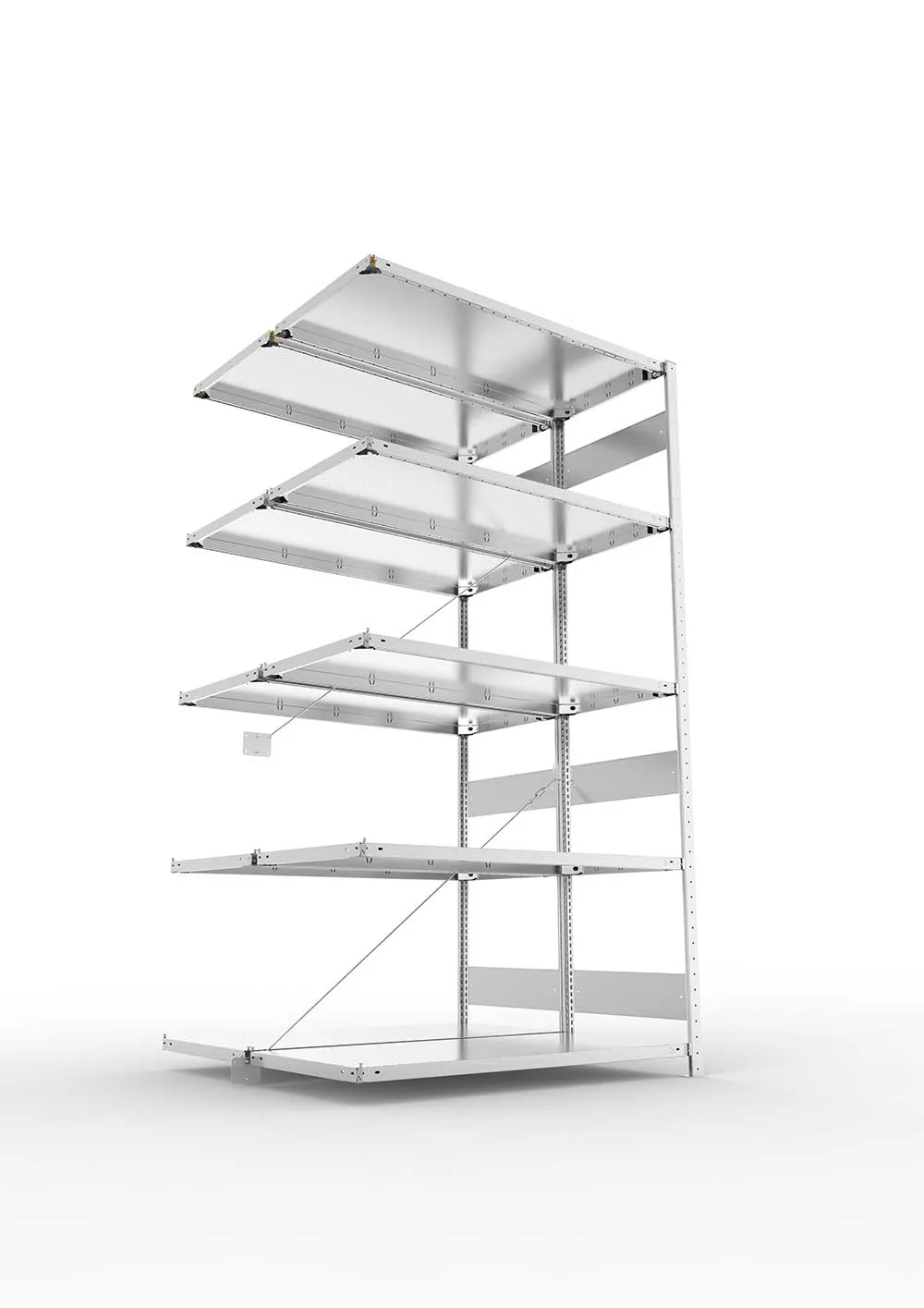 Metallregal Pro-Flex Stecksystem Doppelanbauregal – 250×130×60 cm, 230 kg, verzinkt