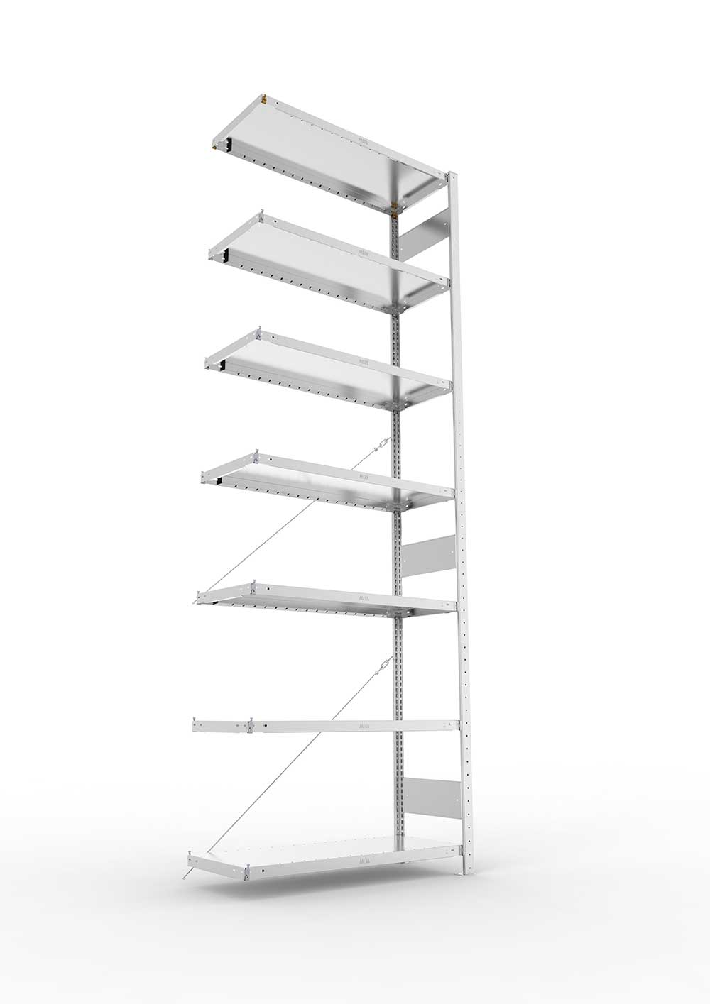 Metallregal Pro-Max Stecksystem Anbauregal – 300×100×40 cm, 230 kg, verzinkt, 7 Böden