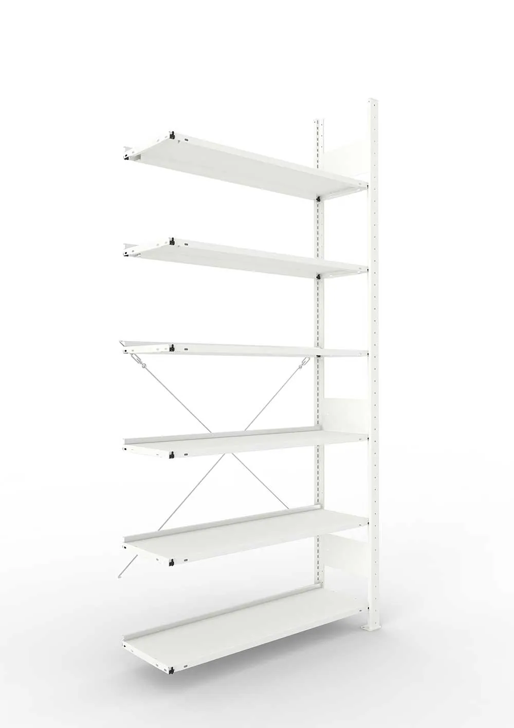 Büroregal Pro-Max Stecksystem Anbauregal – 220×100×30 cm, RAL 7035, einseitig