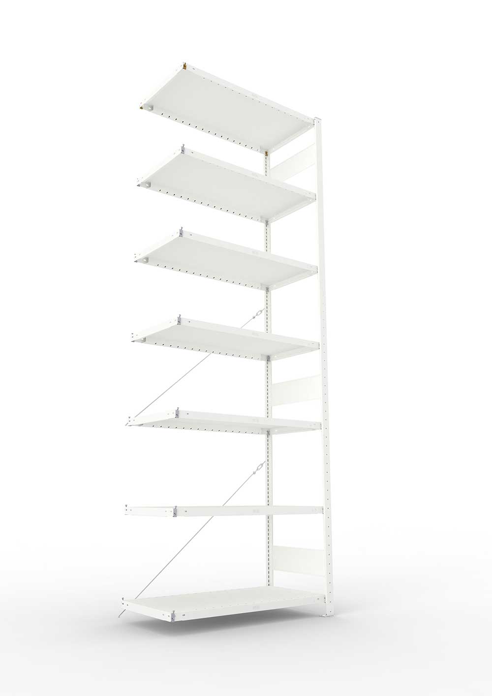 Metallregal Pro-Max Stecksystem Anbauregal – 300×100×50 cm, 230 kg, RAL 7035, 7 Böden