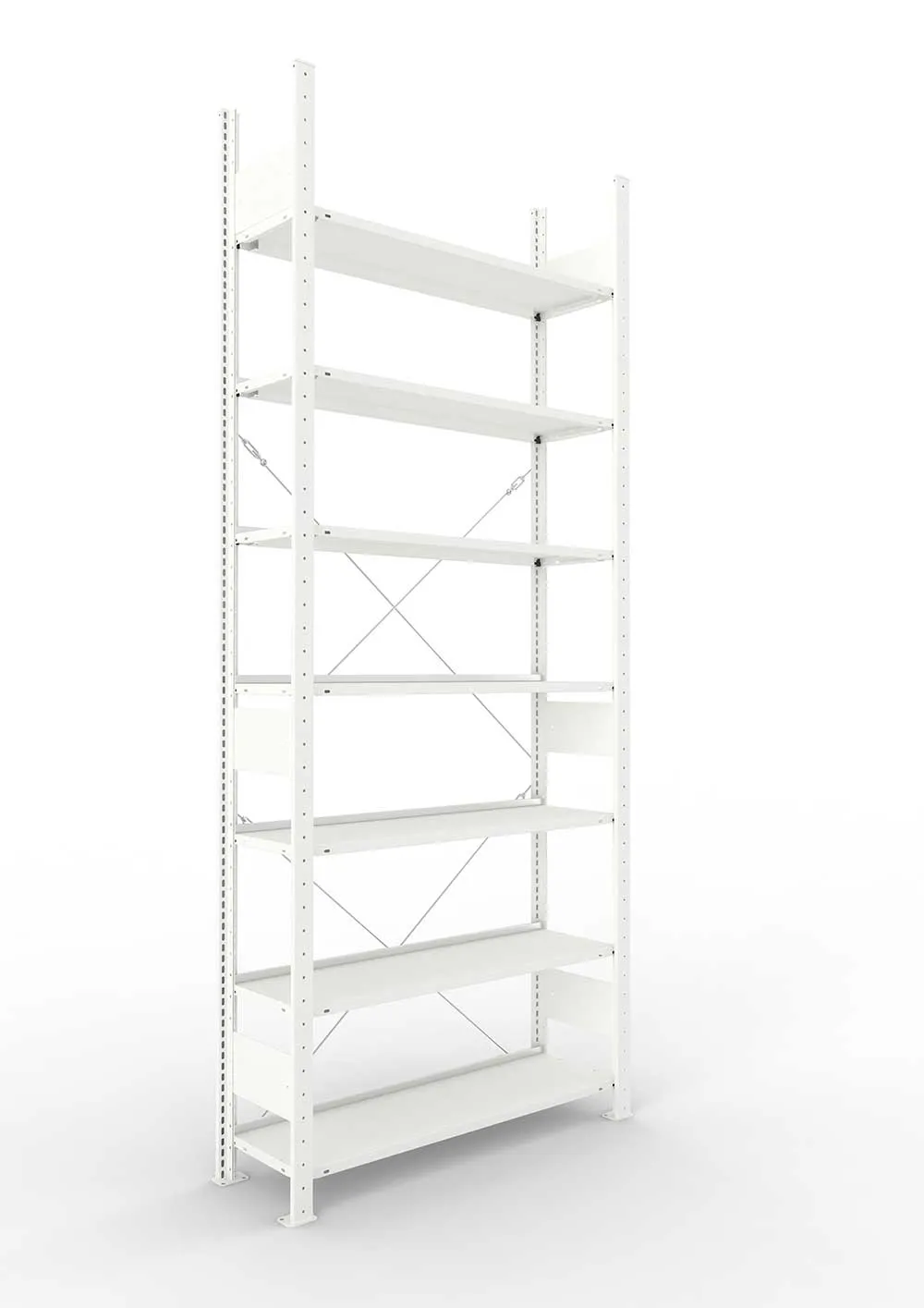 Büroregal Pro-Max Stecksystem Grundregal – 250×100×30 cm, RAL 7035, einseitig
