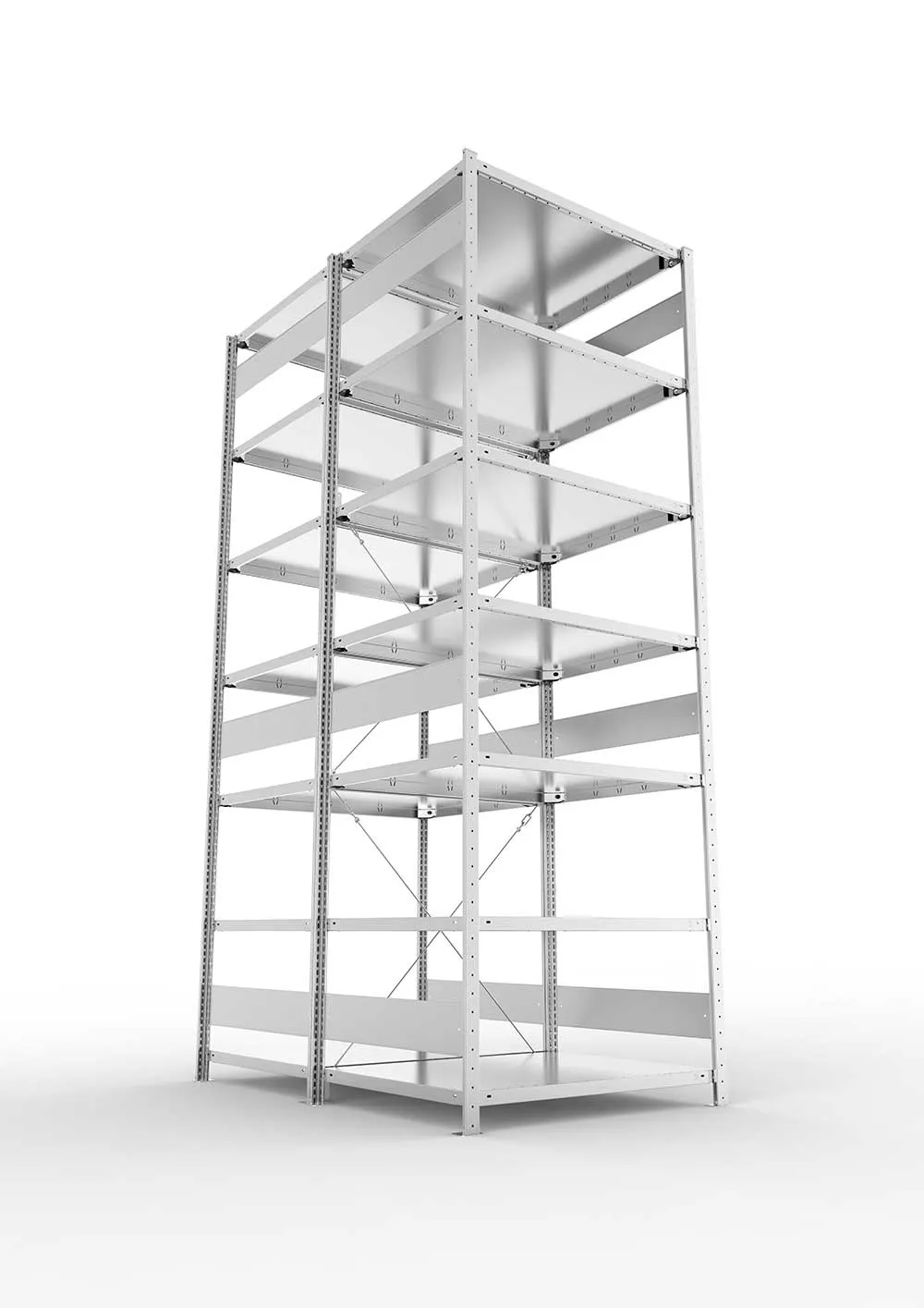 Metallregal Pro-Max Stecksystem Doppelgrundregal – 300×100×80 cm, 230 kg, verzinkt