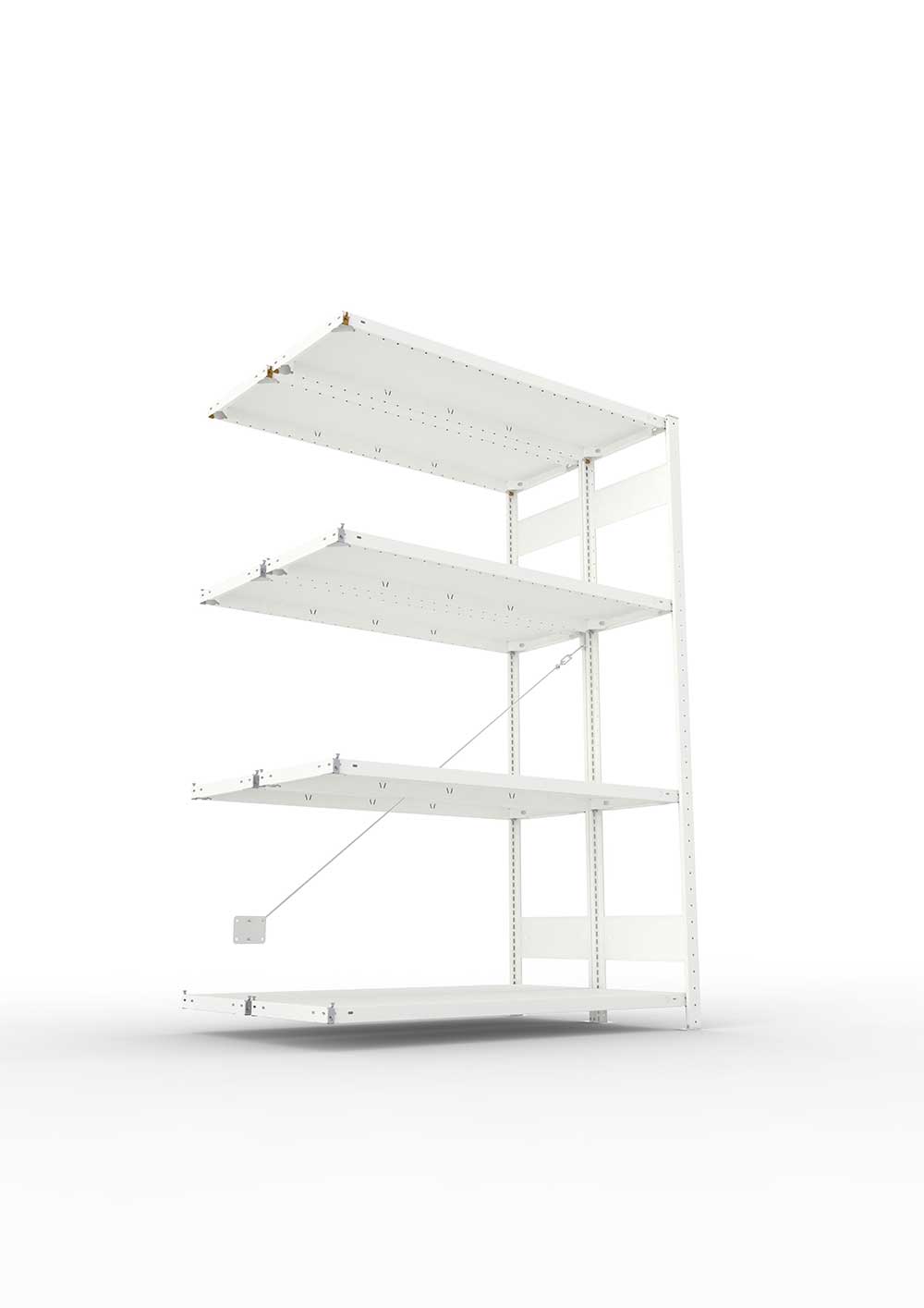 Metallregal Pro-Max Stecksystem Doppelanbauregal – 200×130×40 cm, 230 kg, RAL 7035