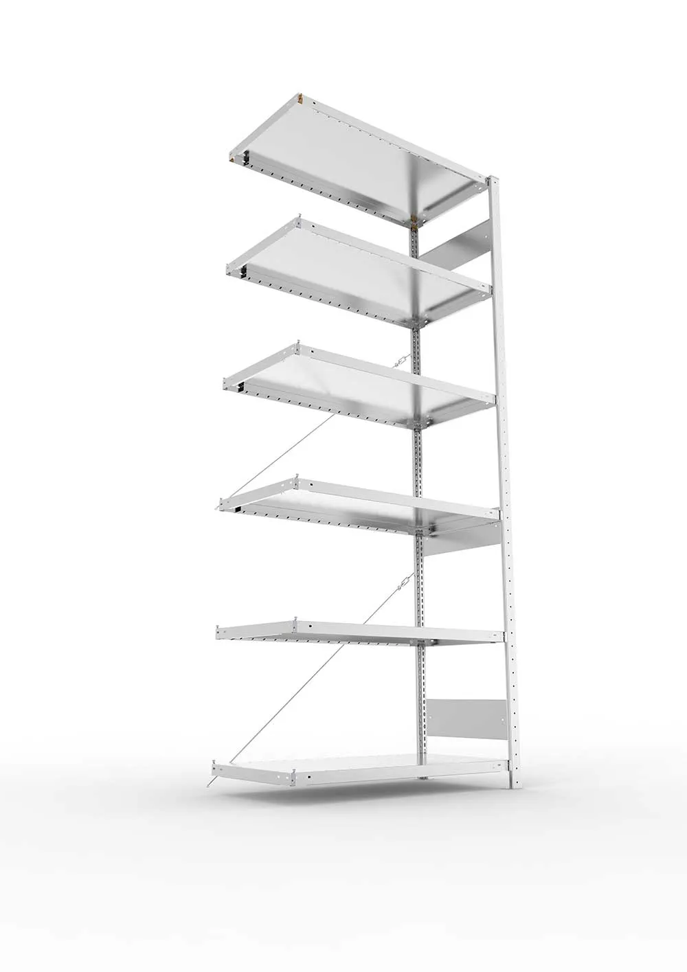 Metallregal Pro-Flex Stecksystem Anbauregal – 250×100×50 cm, 230 kg, verzinkt, 6 Böden