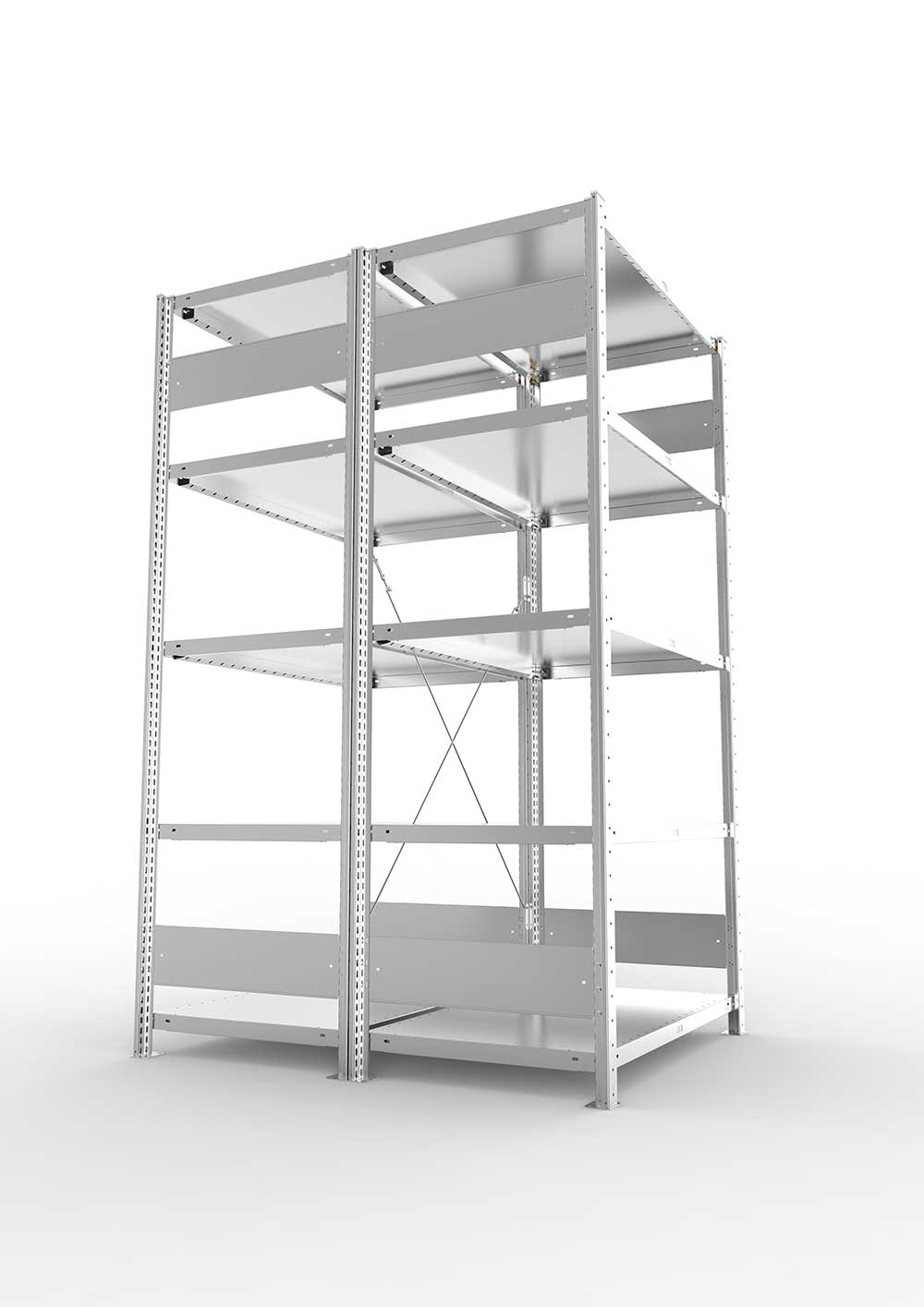 Metallregal Pro-Flex Stecksystem Doppelgrundregal – 200×100×60 cm, 230 kg, verzinkt