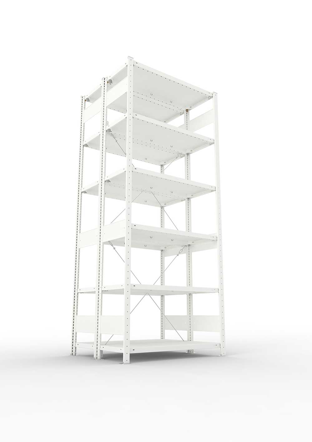 Metallregal Pro-Max Stecksystem Doppelgrundregal – 250×100×40 cm, 150 kg, RAL 7035