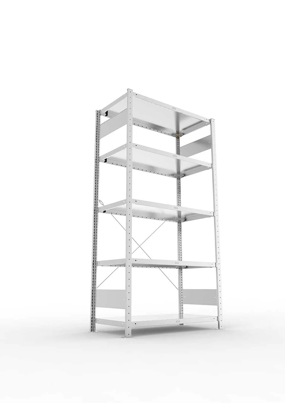 Metallregal Pro-Max Stecksystem Grundregal – 200×100×50 cm, 230 kg, verzinkt, 5 Böden