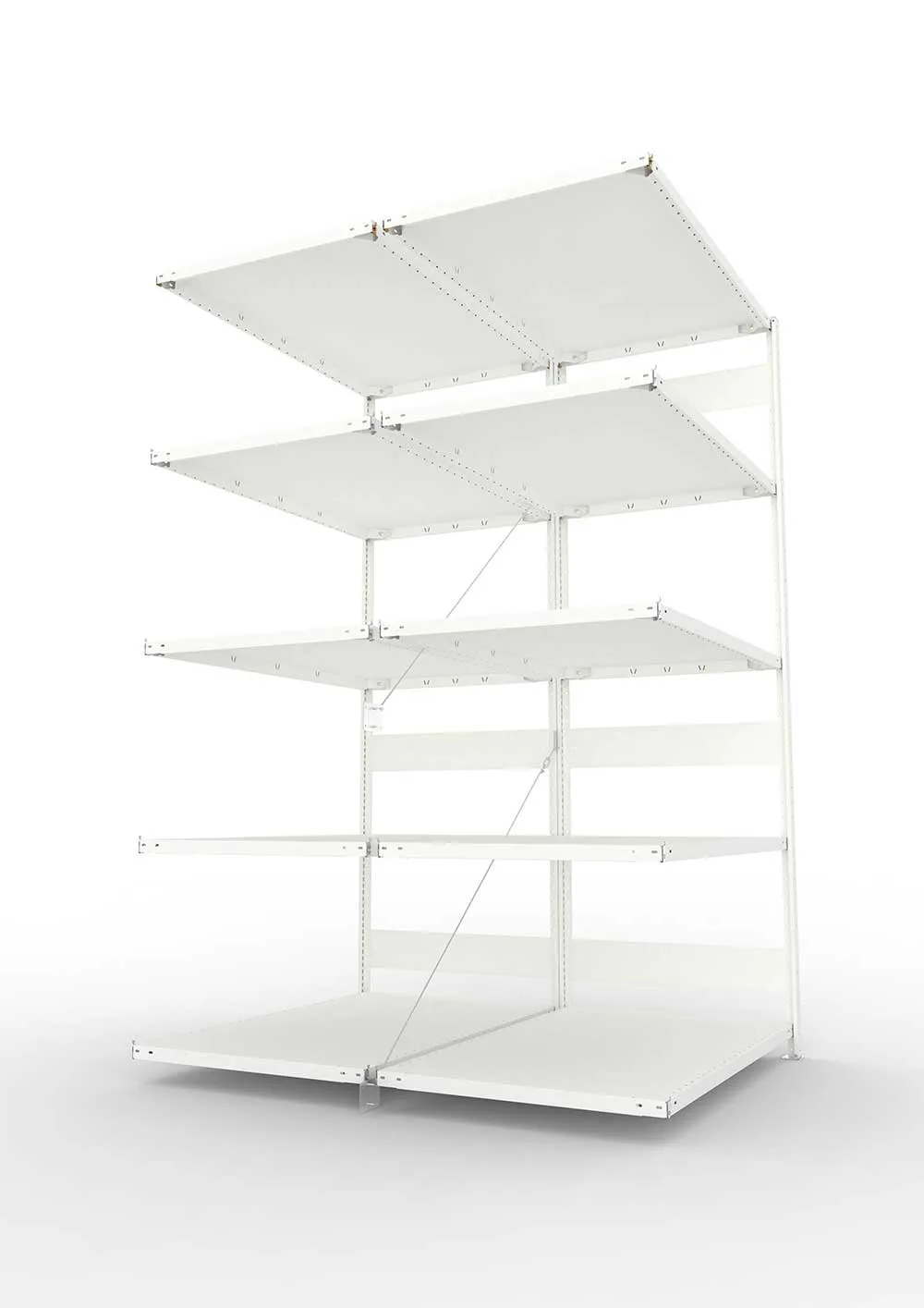 Metallregal Pro-Max Stecksystem Doppelanbauregal – 250×130×80 cm, 230 kg, RAL 7035