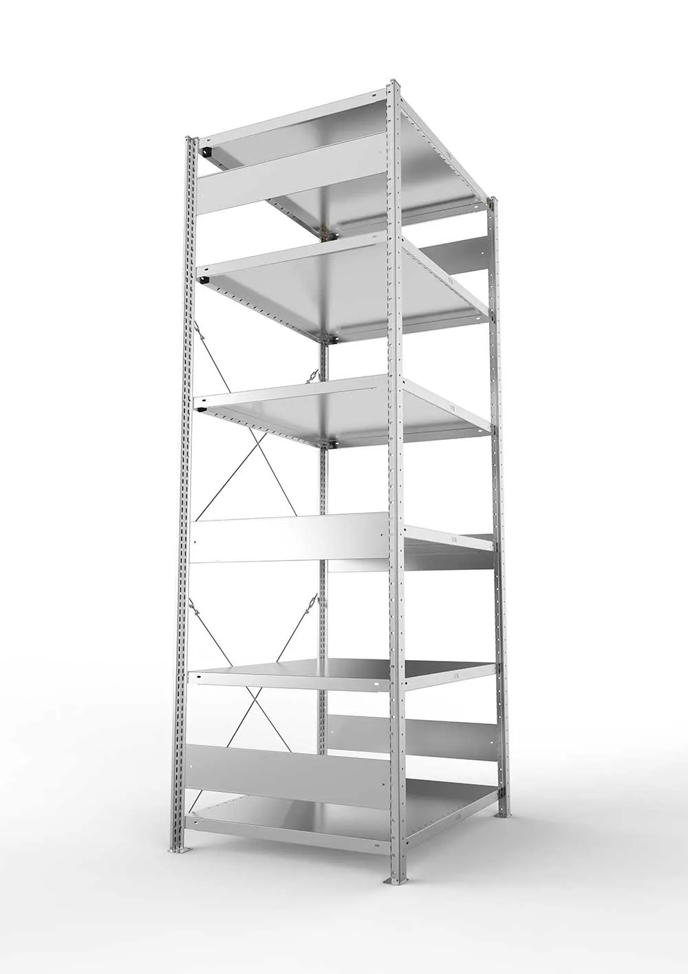Metallregal Pro-Max Stecksystem Grundregal – 250×100×80 cm, 230 kg, verzinkt, 6 Böden