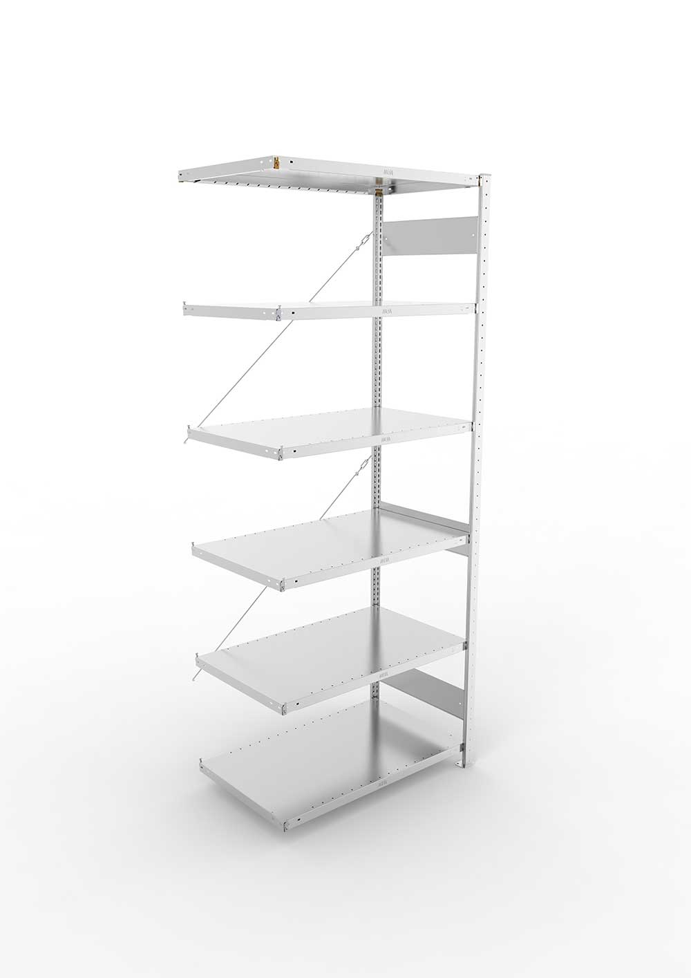 Metallregal Pro-Max Stecksystem Anbauregal – 250×100×60 cm, 230 kg, verzinkt, 6 Böden