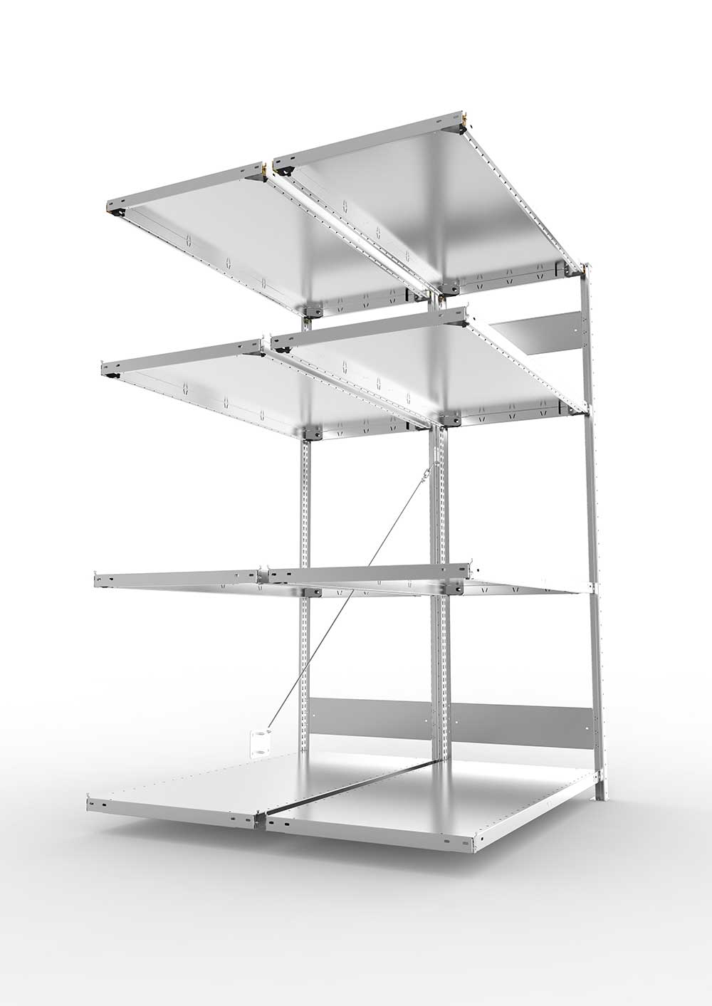 Metallregal Pro-Flex Stecksystem Doppelanbauregal – 200×130×60 cm, 230 kg, verzinkt