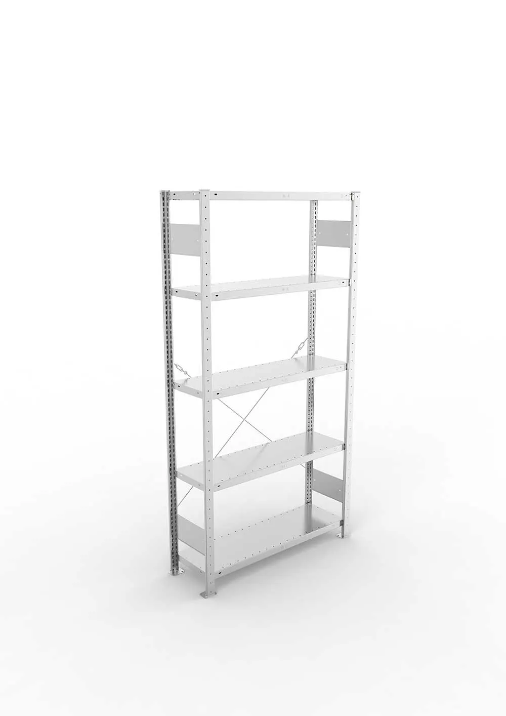 Metallregal Pro-Max Stecksystem Grundregal – 200×100×30 cm, 150 kg, verzinkt, 5 Böden