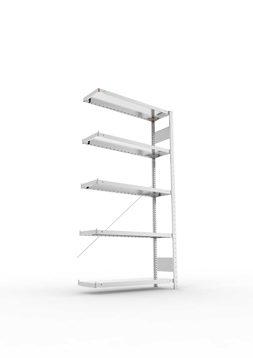 Metallregal Pro-Flex Stecksystem Anbauregal – 200×100×30 cm, 230 kg, verzinkt, 5 Böden